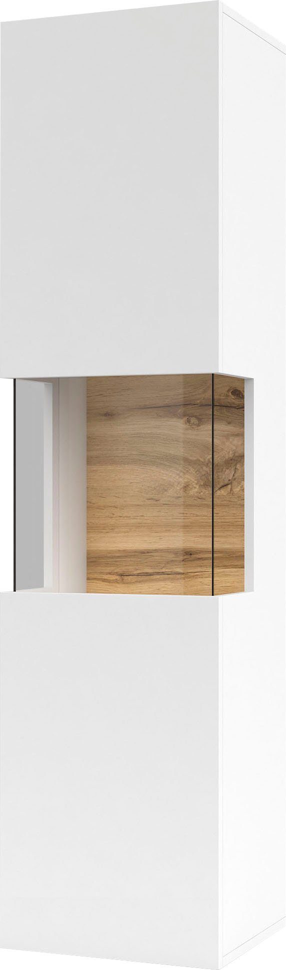 INOSIGN Vitrinekast Ava, breedte 36 cm, hangend en staand te monteren moderne greeploze vitrinekast, hoge kast met hoekverglazing