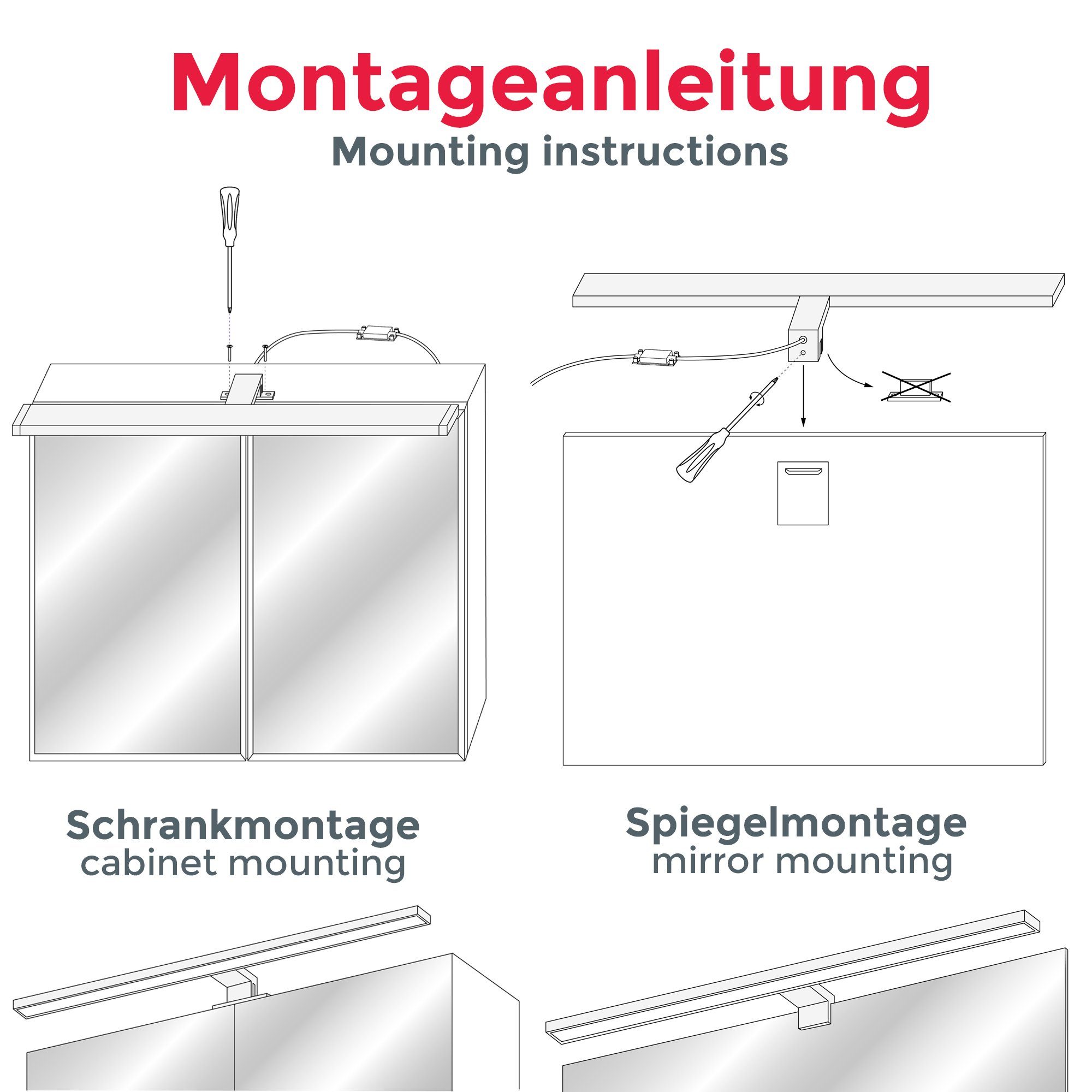 B.K.Licht Spiegellamp BKL1405 Spiegellampe Bad, neutralweiße Lichtfarbe, klemmbar
