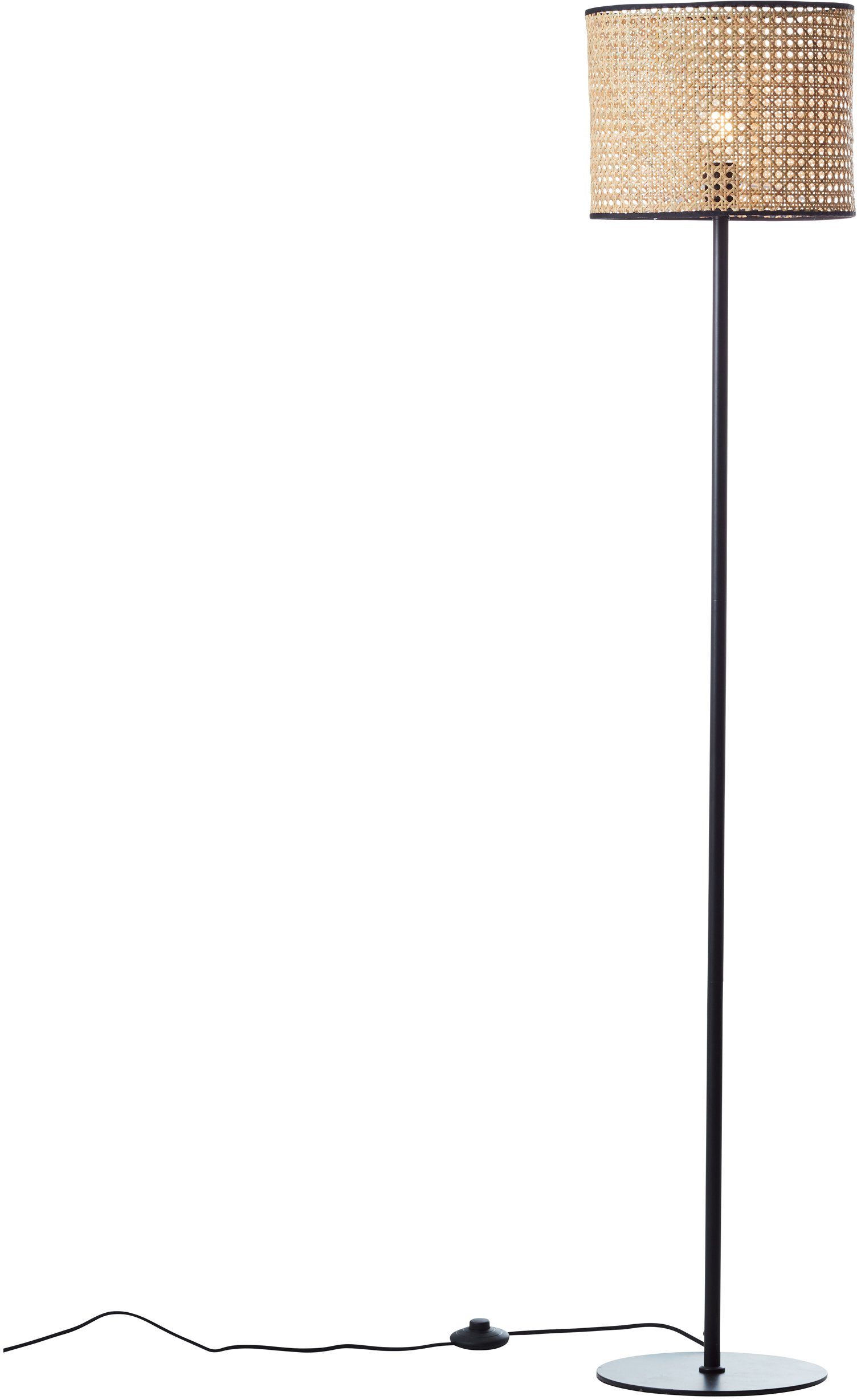 Brilliant Leuchten Staande lamp WILEY 154 cm hoogte, ø 30 cm, 1x e27, metaal/rotan, hout licht/zwart (1 stuk)