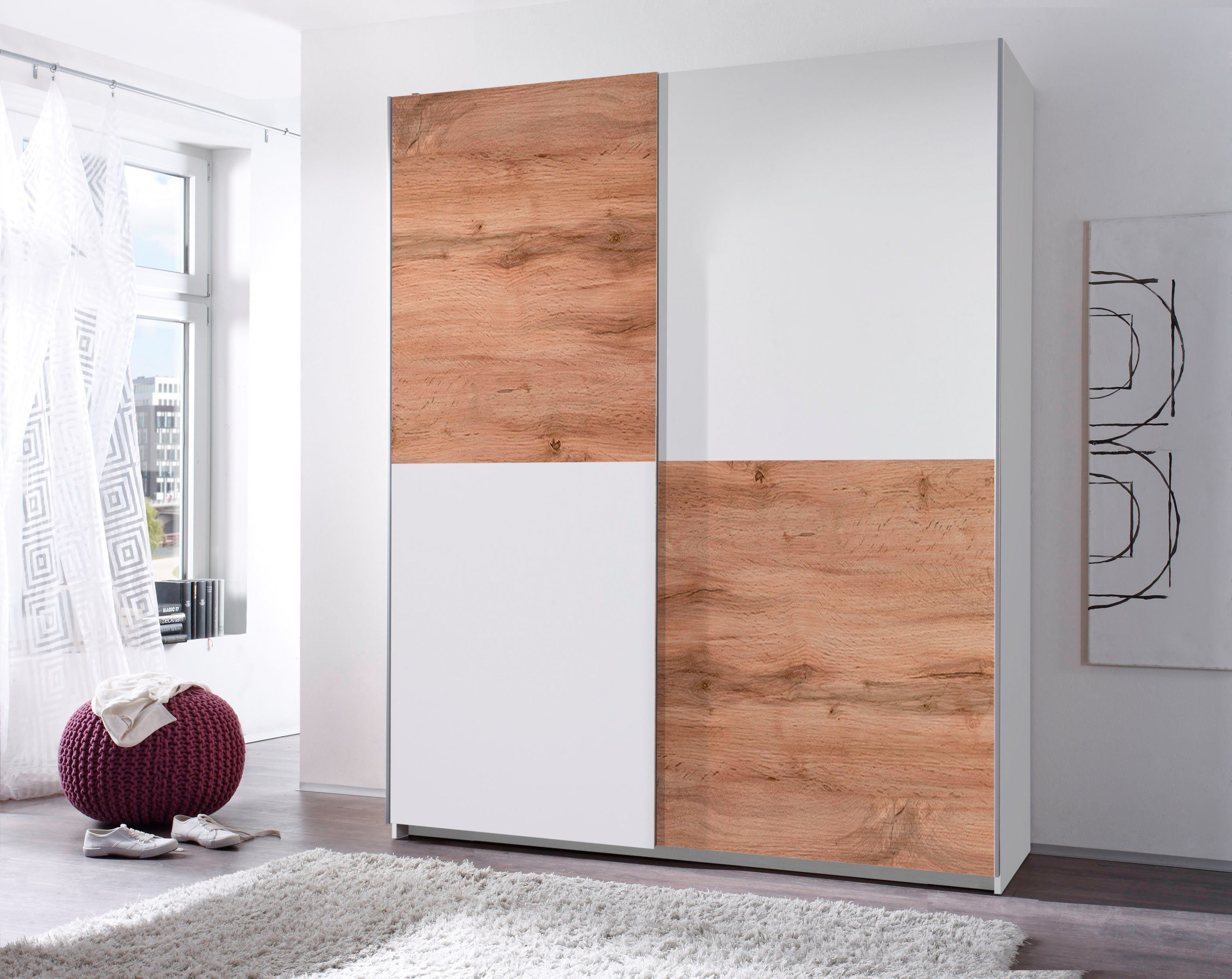 Schlafkontor Zweefdeurkast Puls slaapkamerkast bestseller kledingkast kast Kledingkast met metalen grepen, veel kleuren, breedte 170 cm