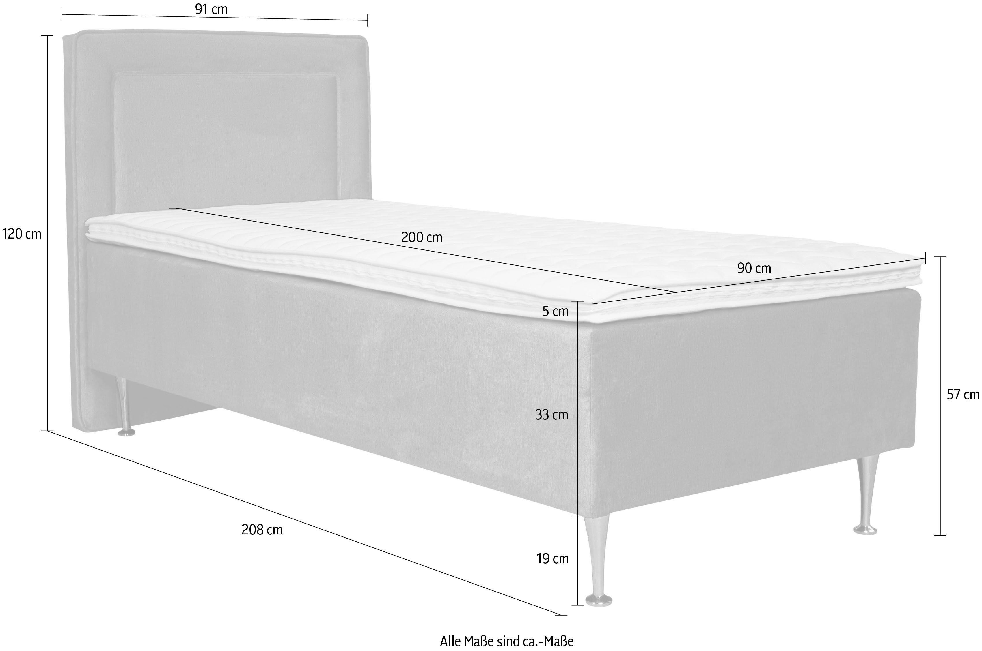 INOSIGN Boxspring Hacer Topmatras, H2 of H3 en in breedte 70,80,90,120,140,160,180 ter keuze