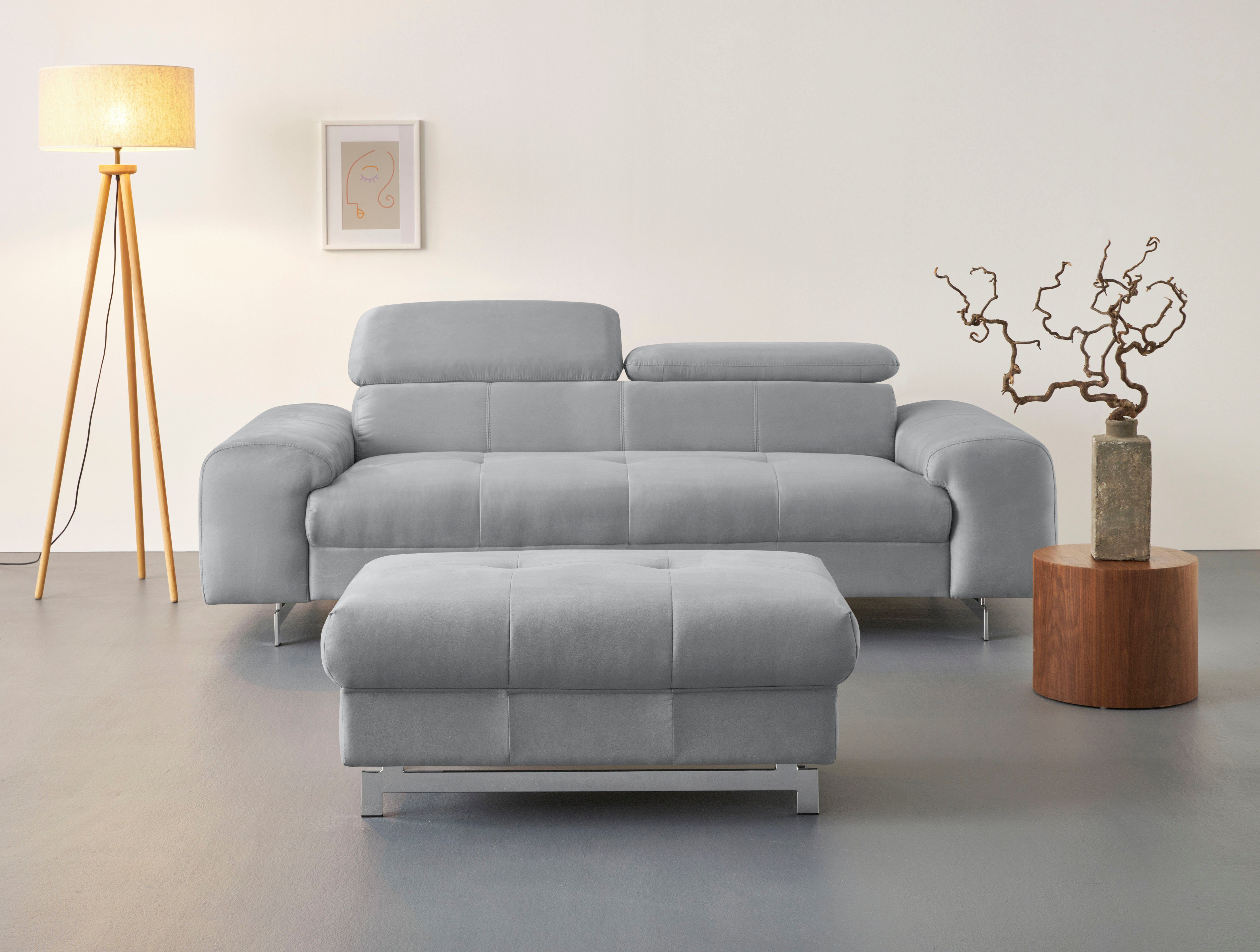 COTTA 3-zitsbank Chef Big-sofa met verstelbare rugleuning, elegante metalen poten