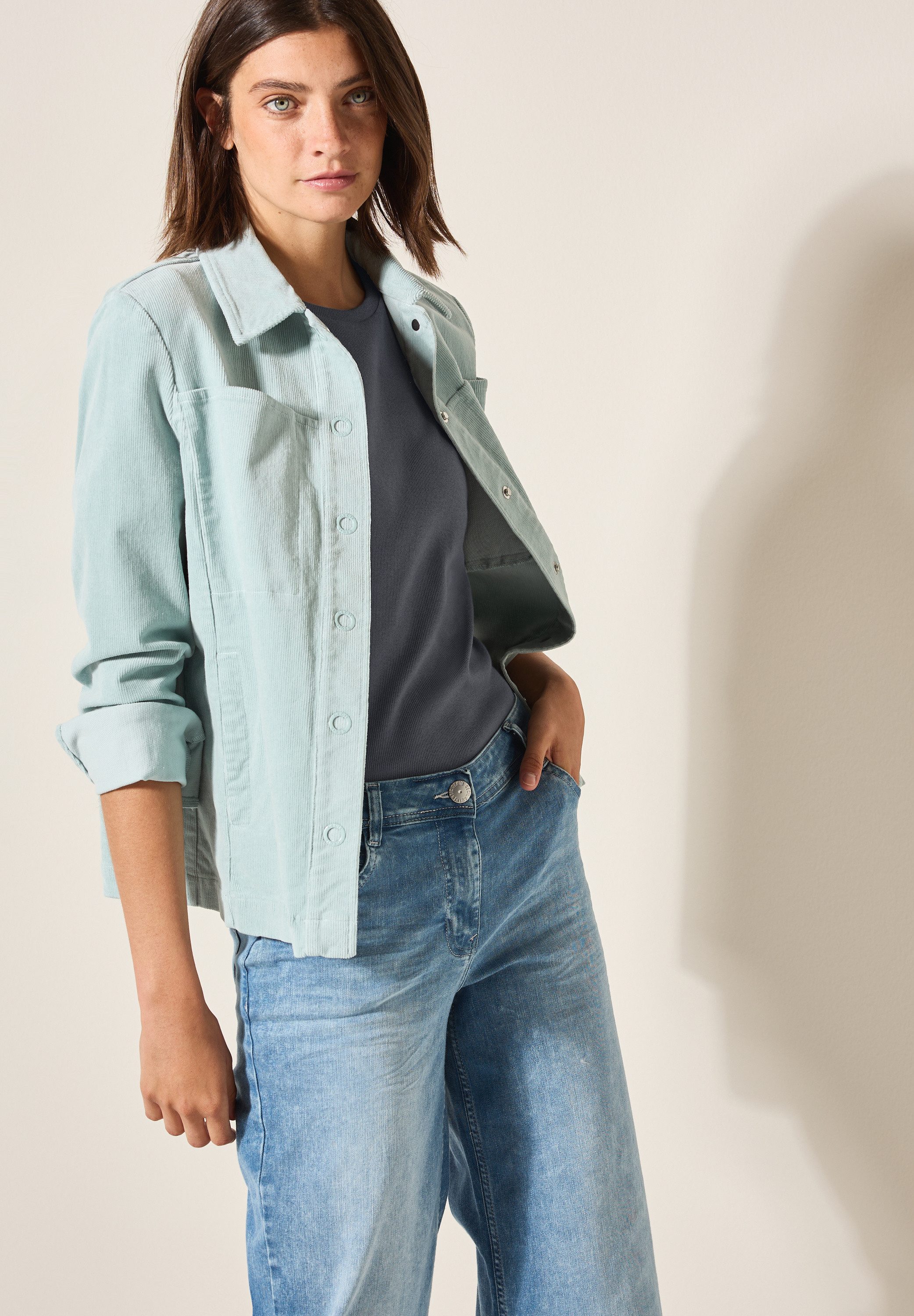 Cecil T-shirt met fijne ribstructuur