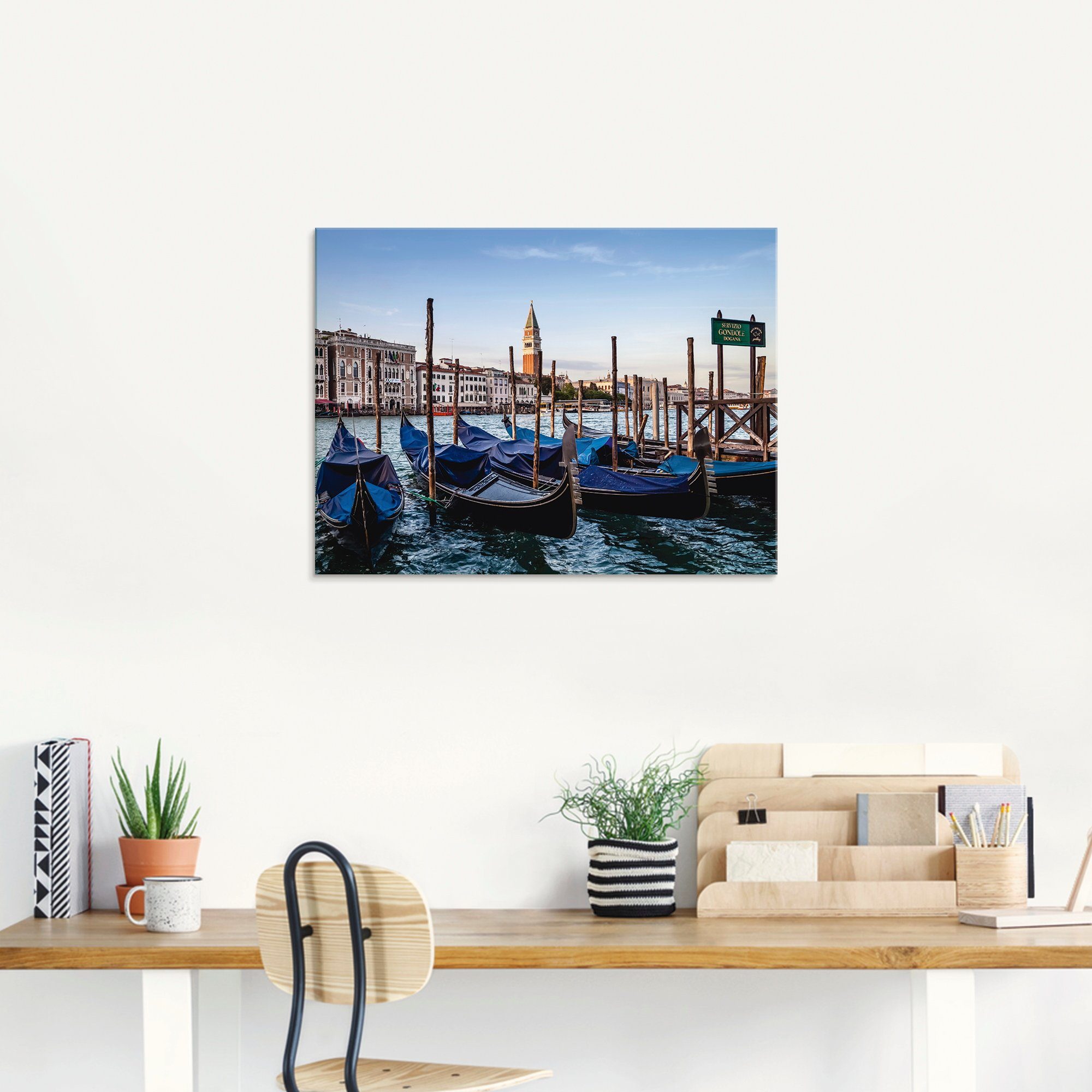 Artland Print op glas Venetië Canal Grande met gondels