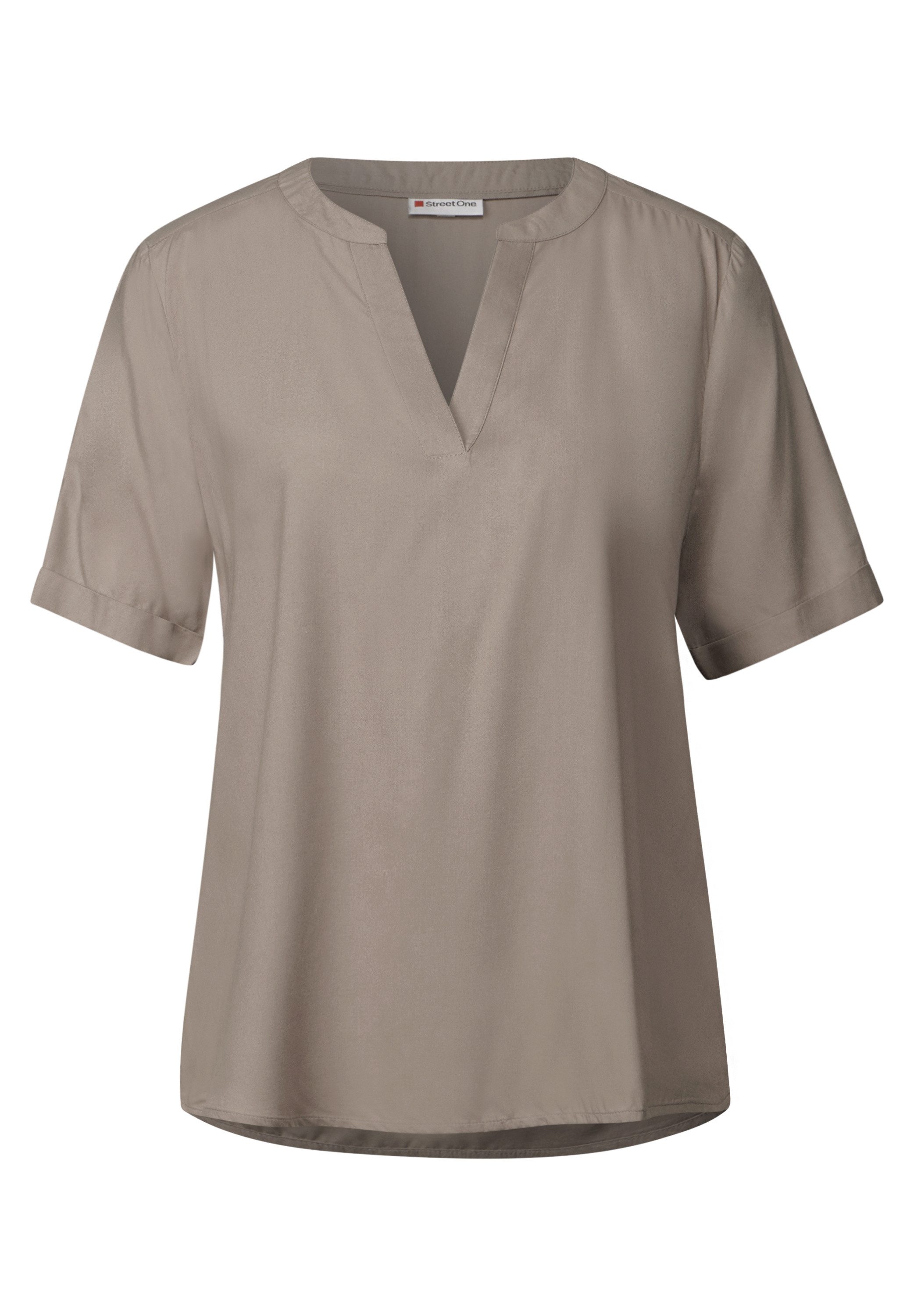STREET ONE Blouse met korte mouwen met ingesneden ronde hals