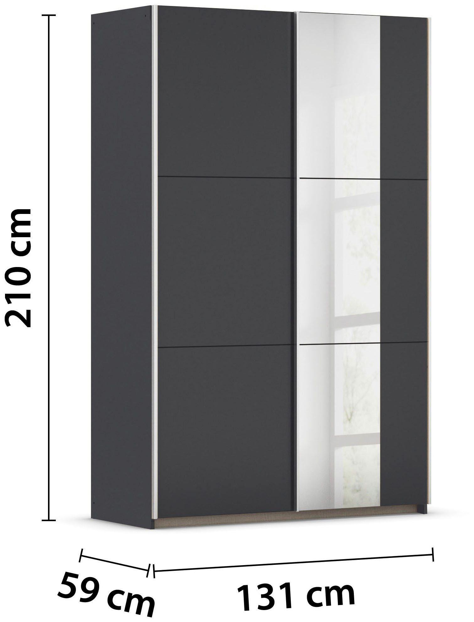 rauch Zweefdeurkast Kledingkast draaideurkast kast garderobe KRONACH TOPSELLER met spiegel en veel opbergruimte, metalen greepstrips, made in germany