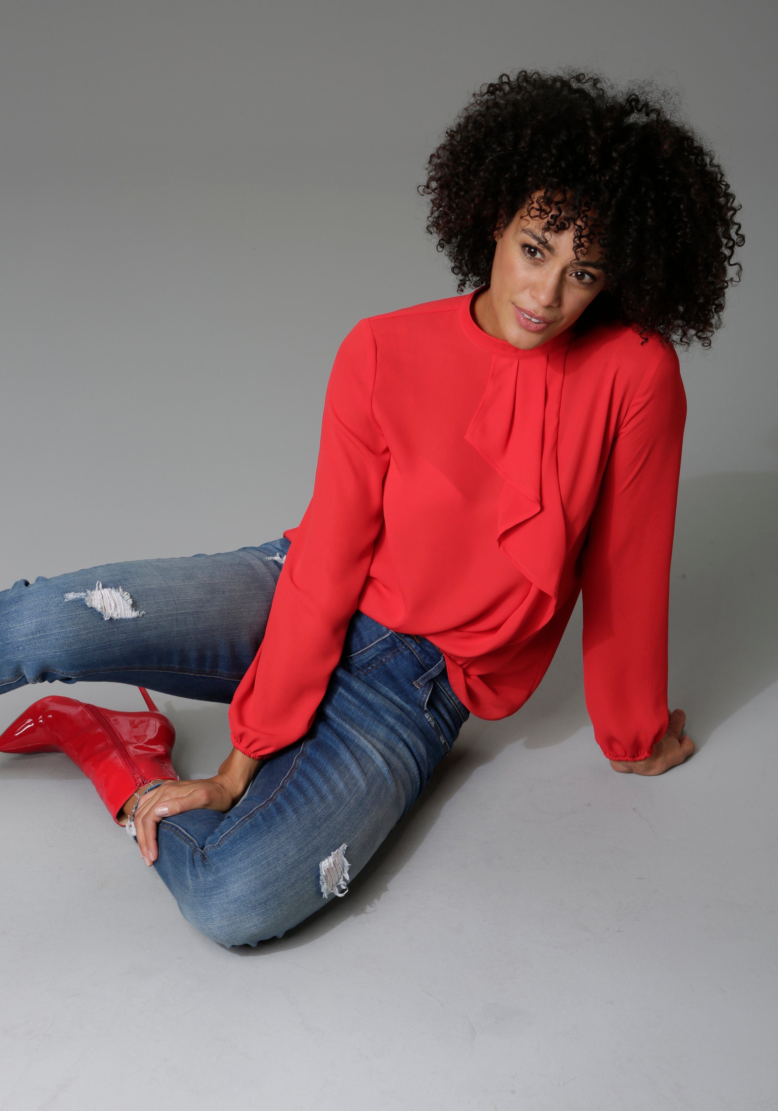Aniston CASUAL Blouse met lange mouwen met kleine volant voor