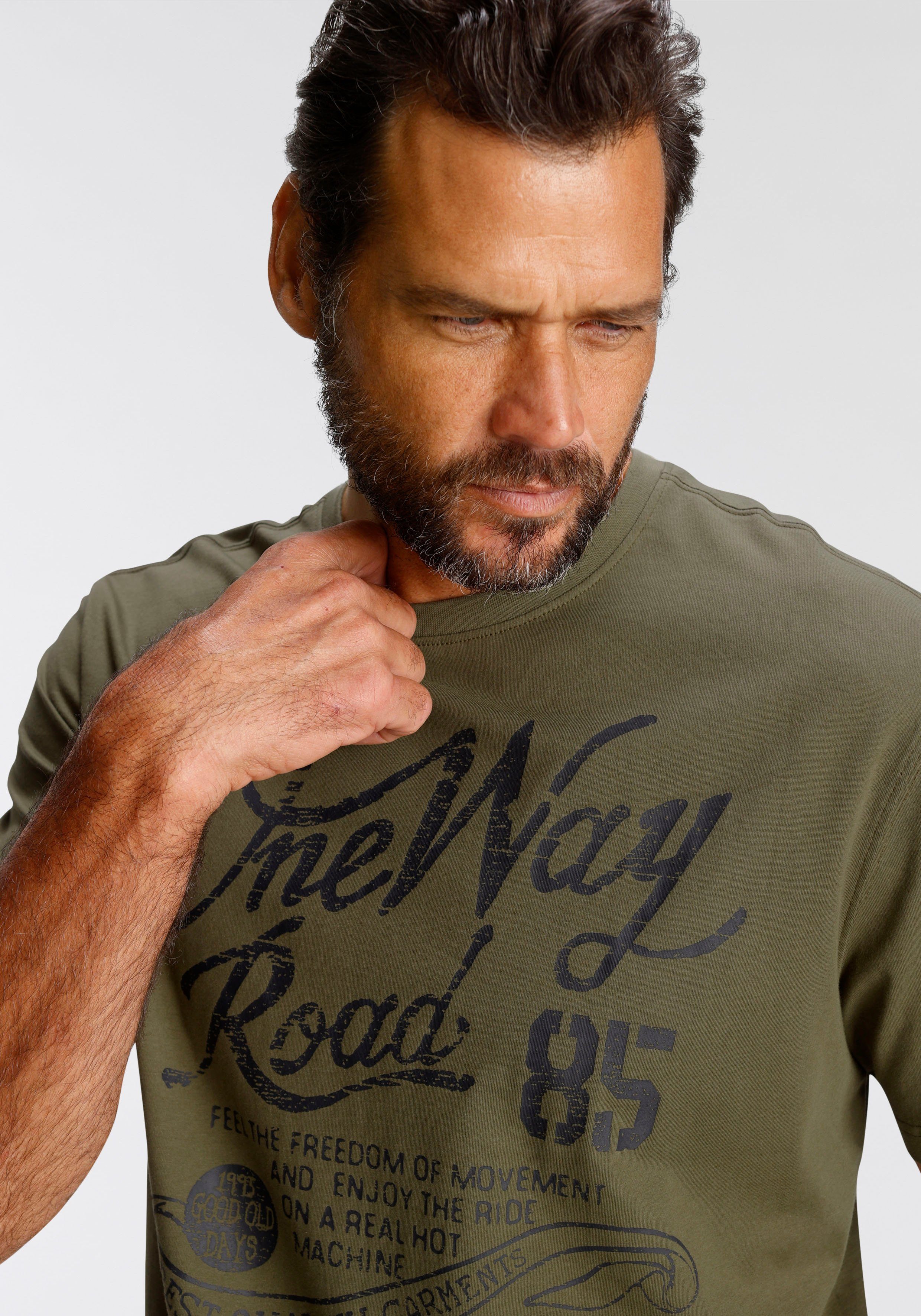 Man's World T-shirt Korte mouwen, regular fit, met print, ronde hals, in used-look