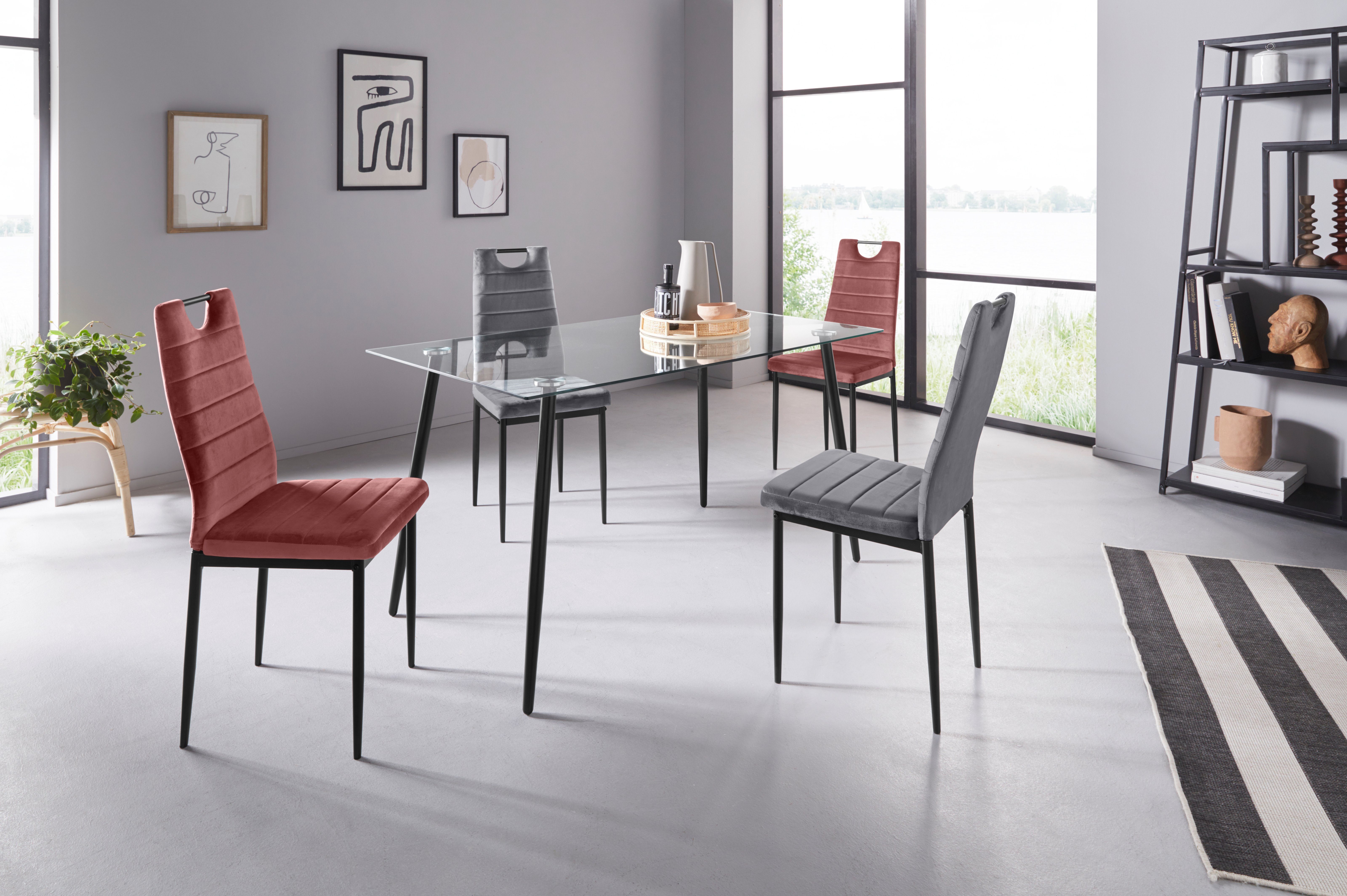 INOSIGN Glazen tafel Danny, TOPSELLER! Eettafel breedte 140 cm, metaalapplicaties, modern ontwerp