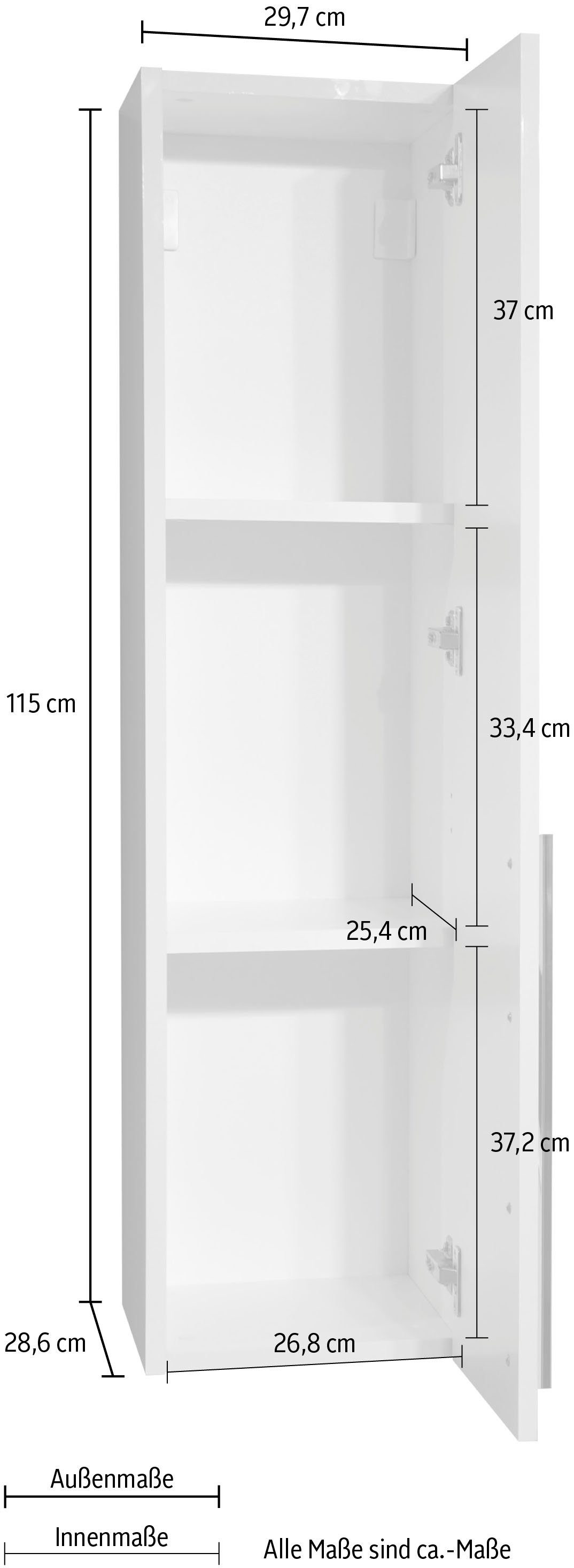 Places of Style Hangende vitrinekast Piano UV gelakt, soft-close functie, hoogte 115 cm, breedte 29,7 cm