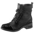 mustang shoes veterlaarsjes met gedessineerd contrastbeleg zwart