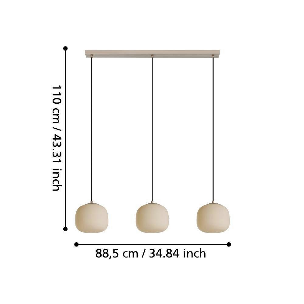 EGLO Hanglamp COMINIO Hanglamp, eetkamerlamp in zandkleur en taupe, E27, 88,5 cm (1 stuk)