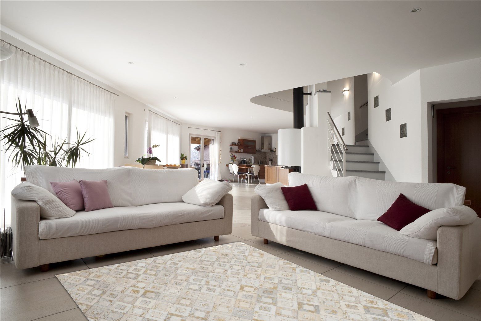 Kayoom Vloerkleed Spark 110 100% leer, metallic effecten, handgenaaid uniek