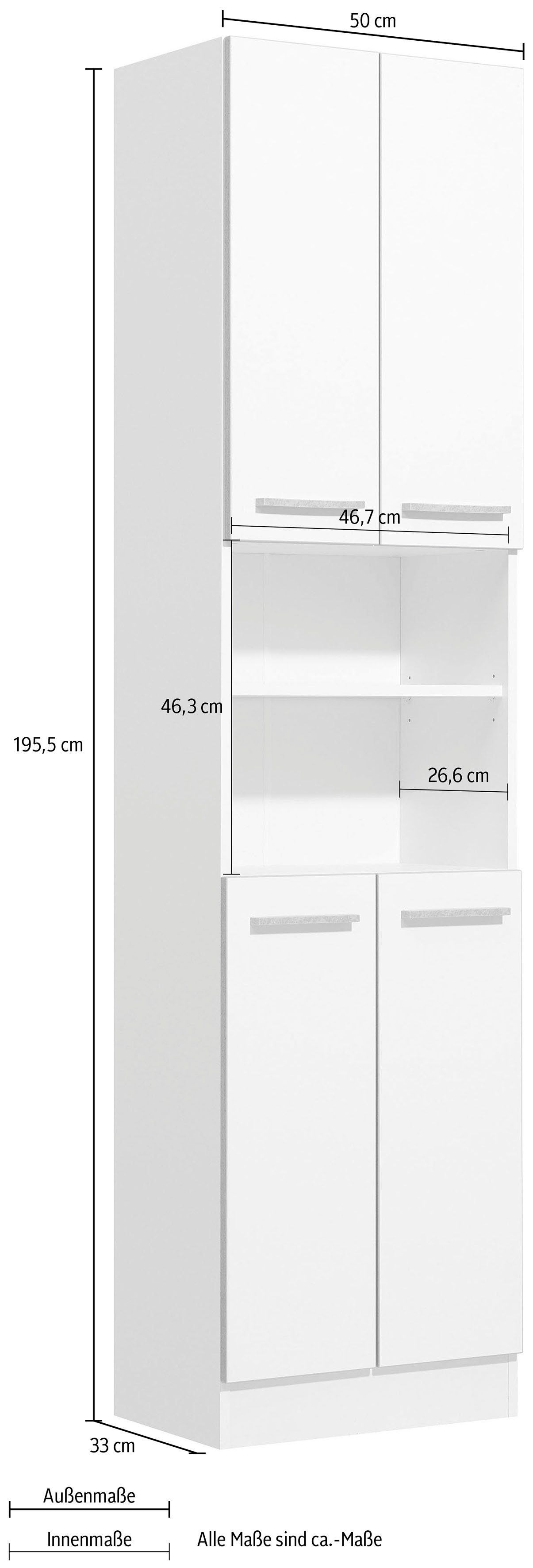 Saphir Hoge kast Quickset 953 Badkamermeubel 50 cm breed, 4 deuren, nis, 3 planken