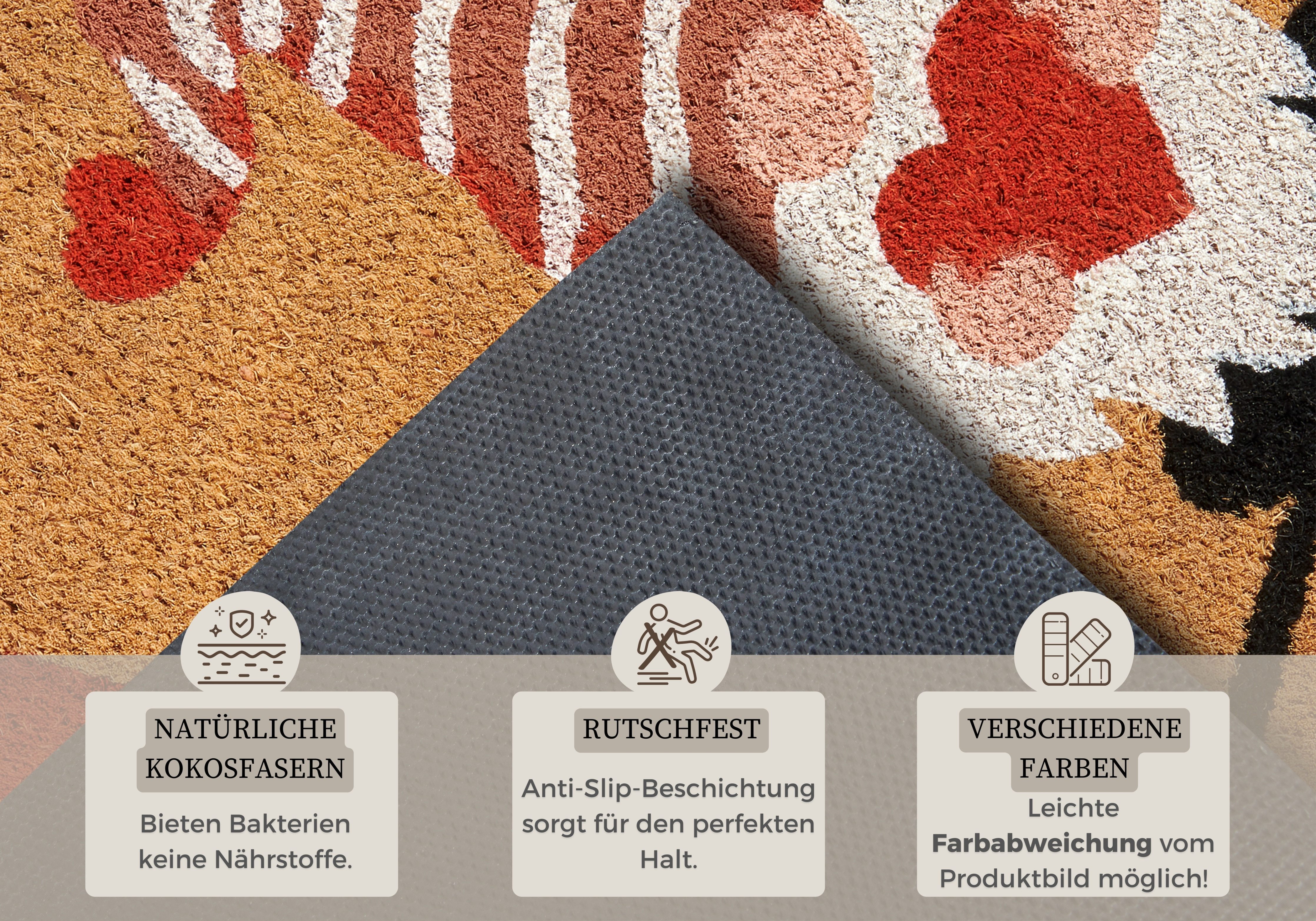 HANSE Home Mat Kokos Gnome Heart, deurmat Vuilafstotende mat, antislip, buiten, kerst, kokosmat, dwerg