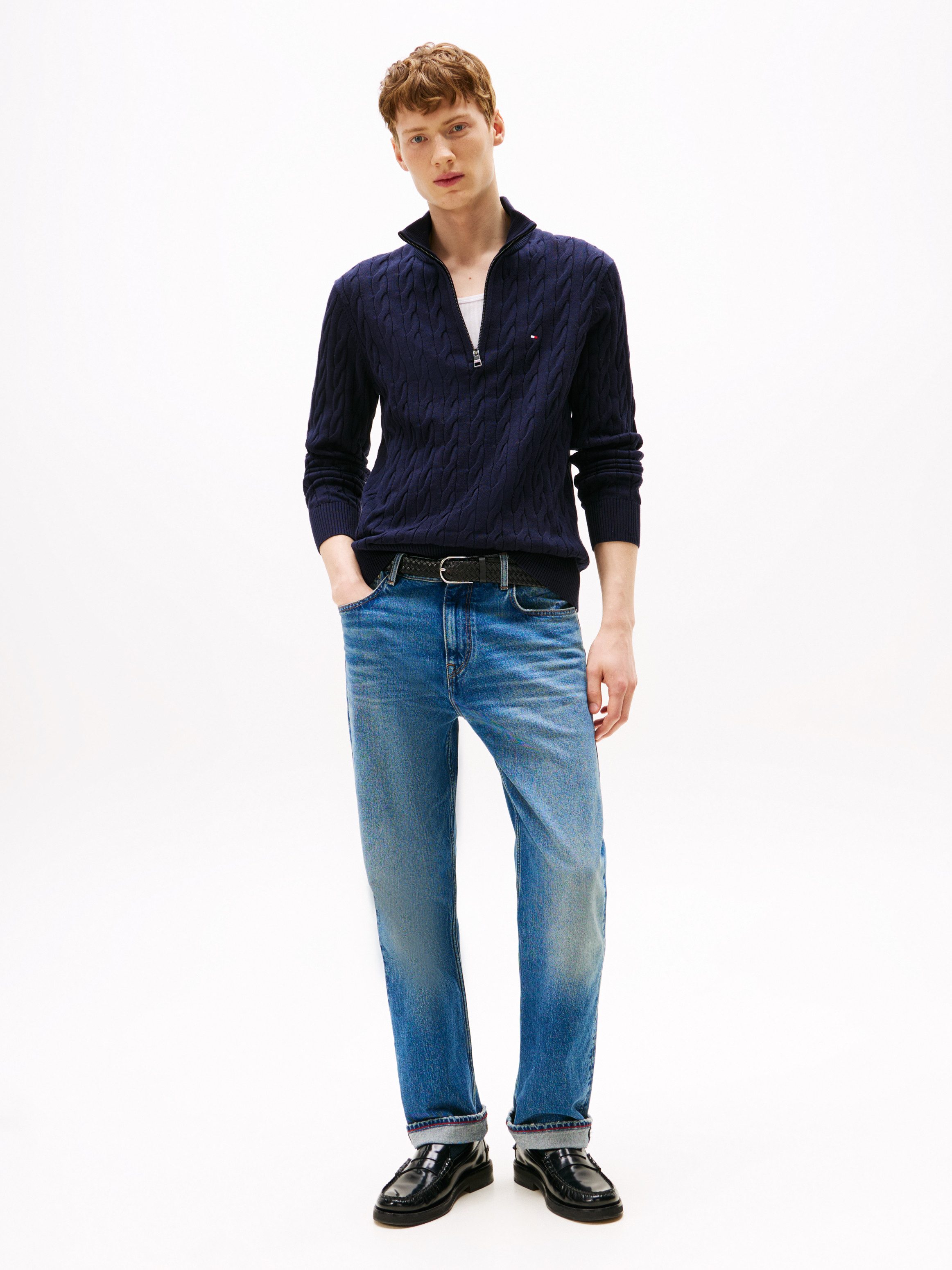 Tommy Hilfiger Gebreide trui CLASSIC COTTON CABLE ZIP MOCK