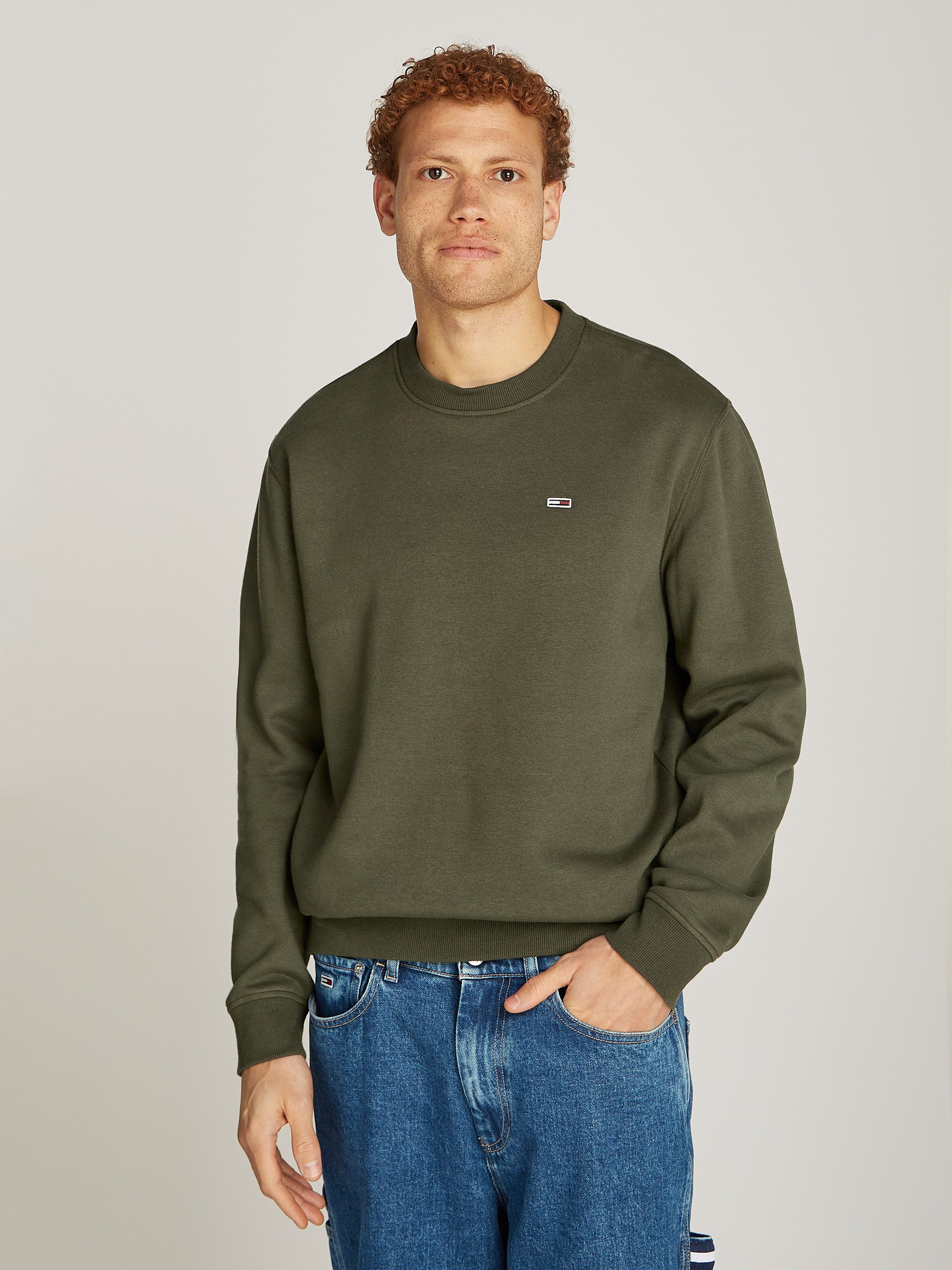 TOMMY JEANS Sweatshirt TJM REG S FLAG CREW met geborduurd merklogo op borsthoogte