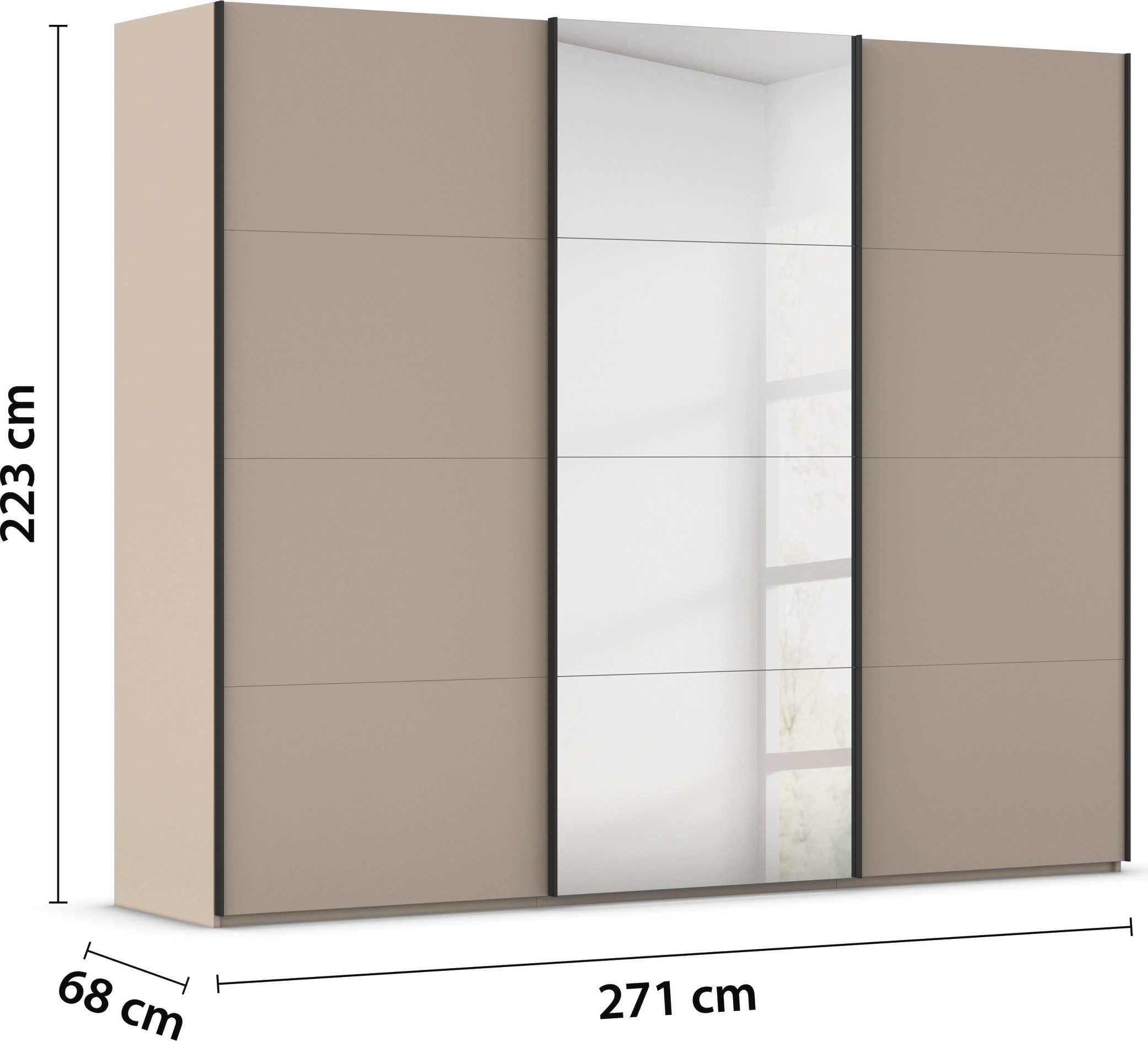 rauch Schuifdeurkast Kledingkast Kast Garderobe Slaapkamerkast SCALE-FYRA edel vierdelige deuren met spiegel en veel kleuren made in germany