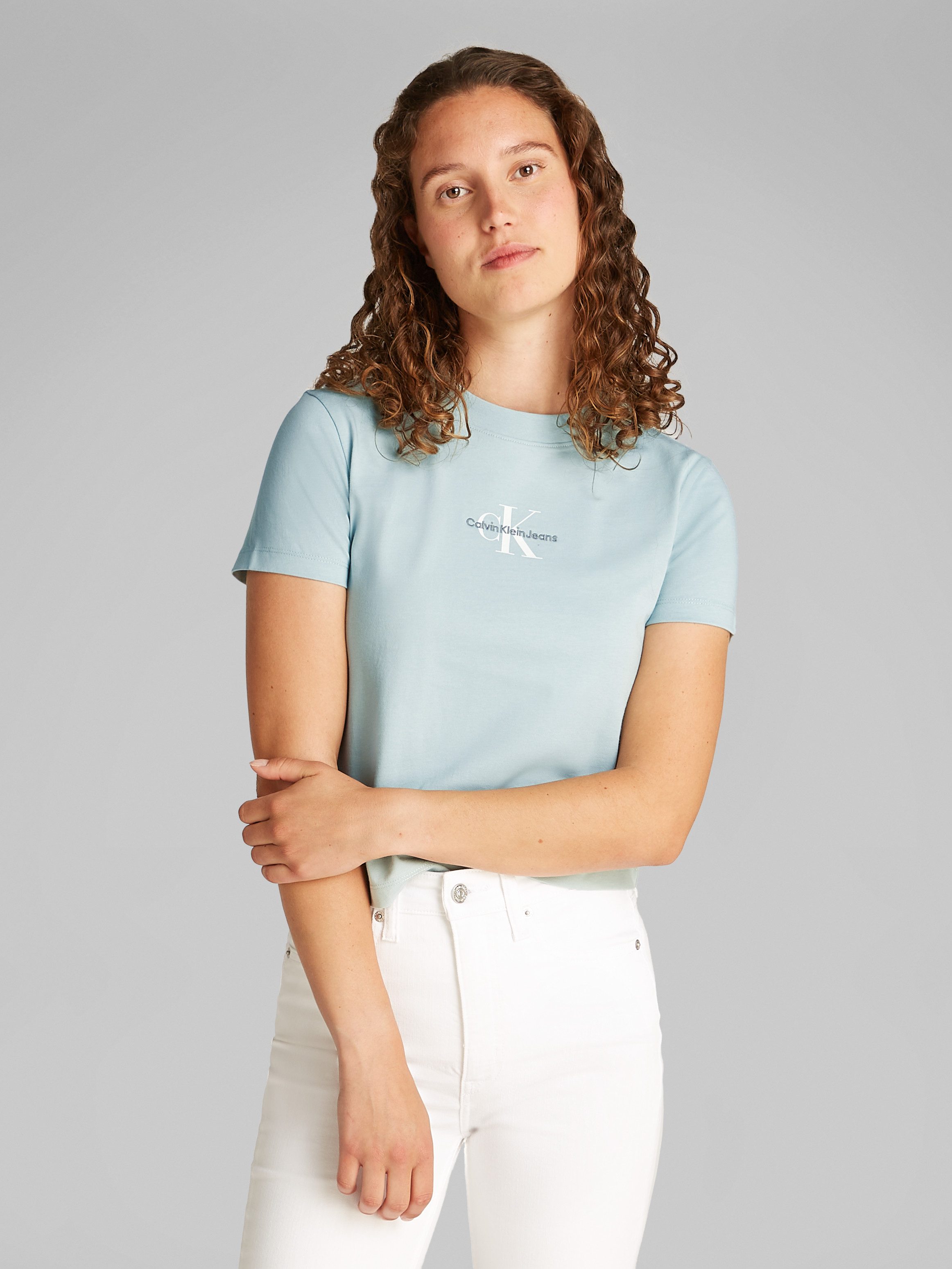 Calvin Klein T-shirt MONOLOGO BABY TEE dames t-shirts maat XXS (32) blauw