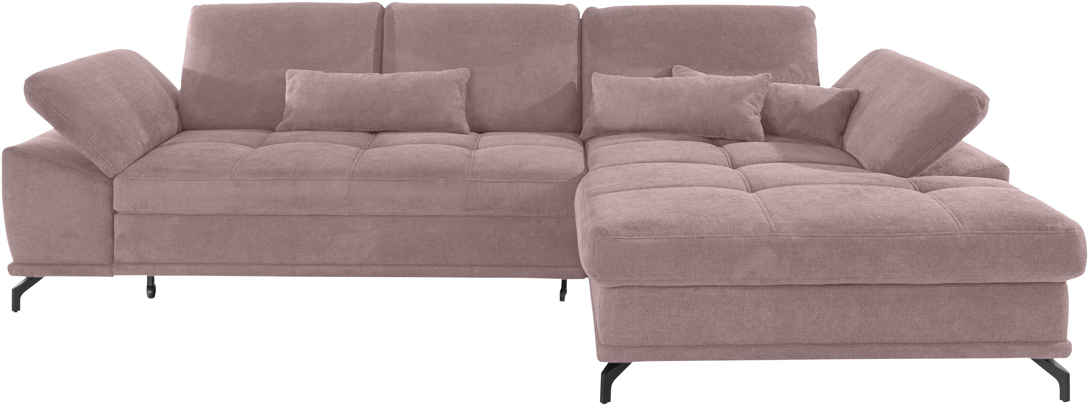 Places of Style Hoekbank Costello L-vorm, met zitdiepteverstelling, armleuningverstelling en