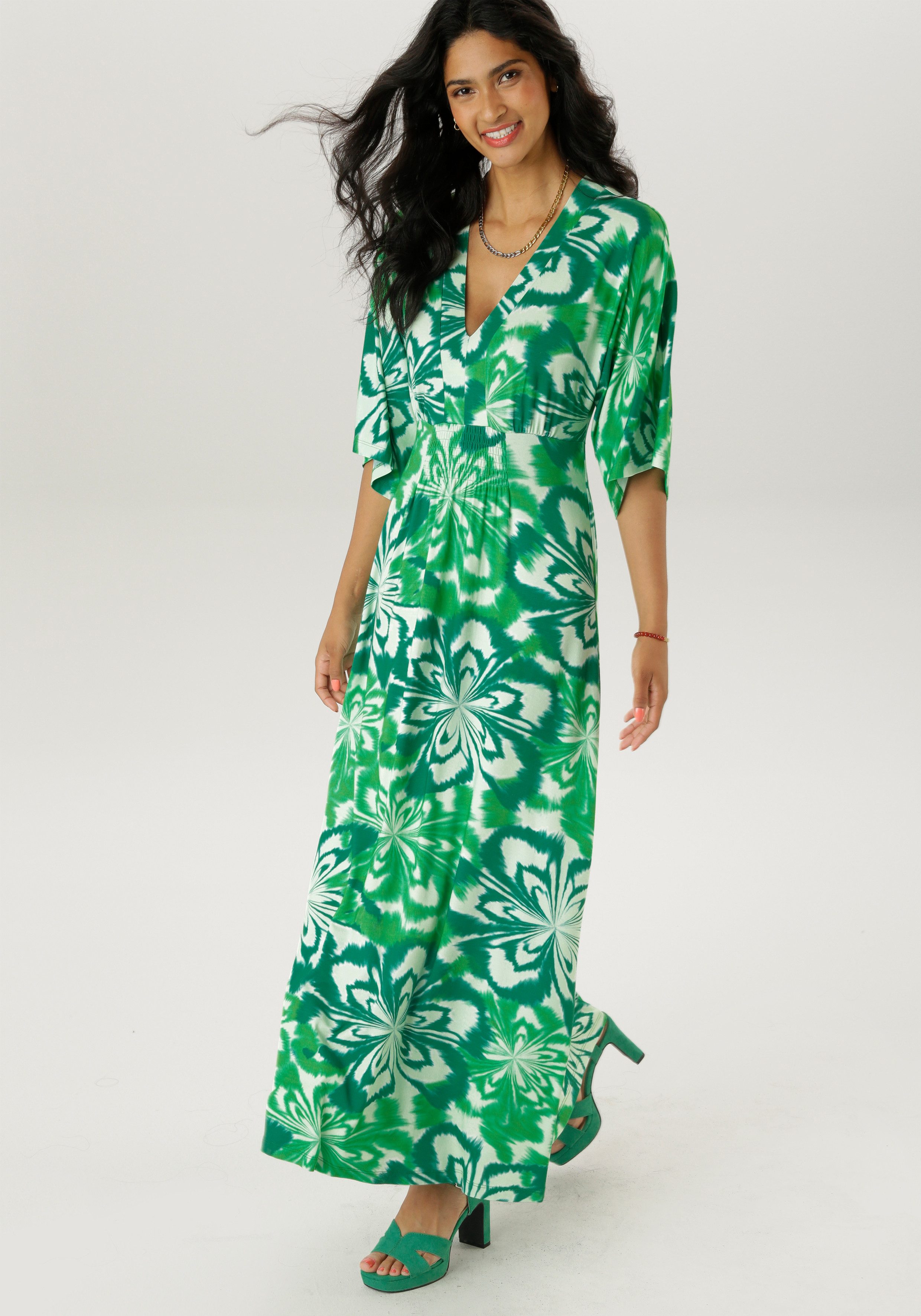 Aniston SELECTED Maxi-jurk met wijde 3/4-mouwen - nieuwe collectie