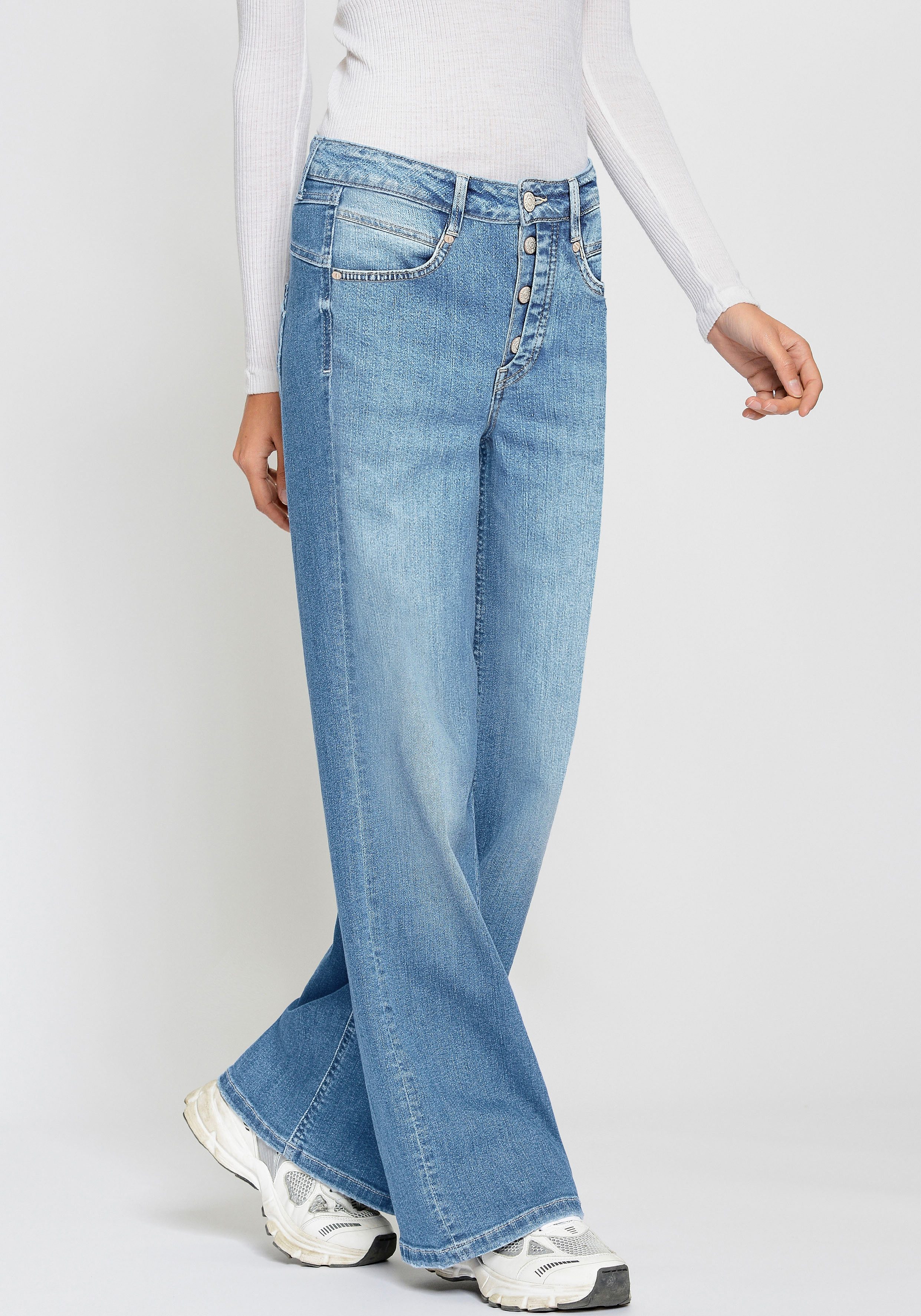 GANG Wijde jeans 94MEDINA WIDE met knoopsluiting