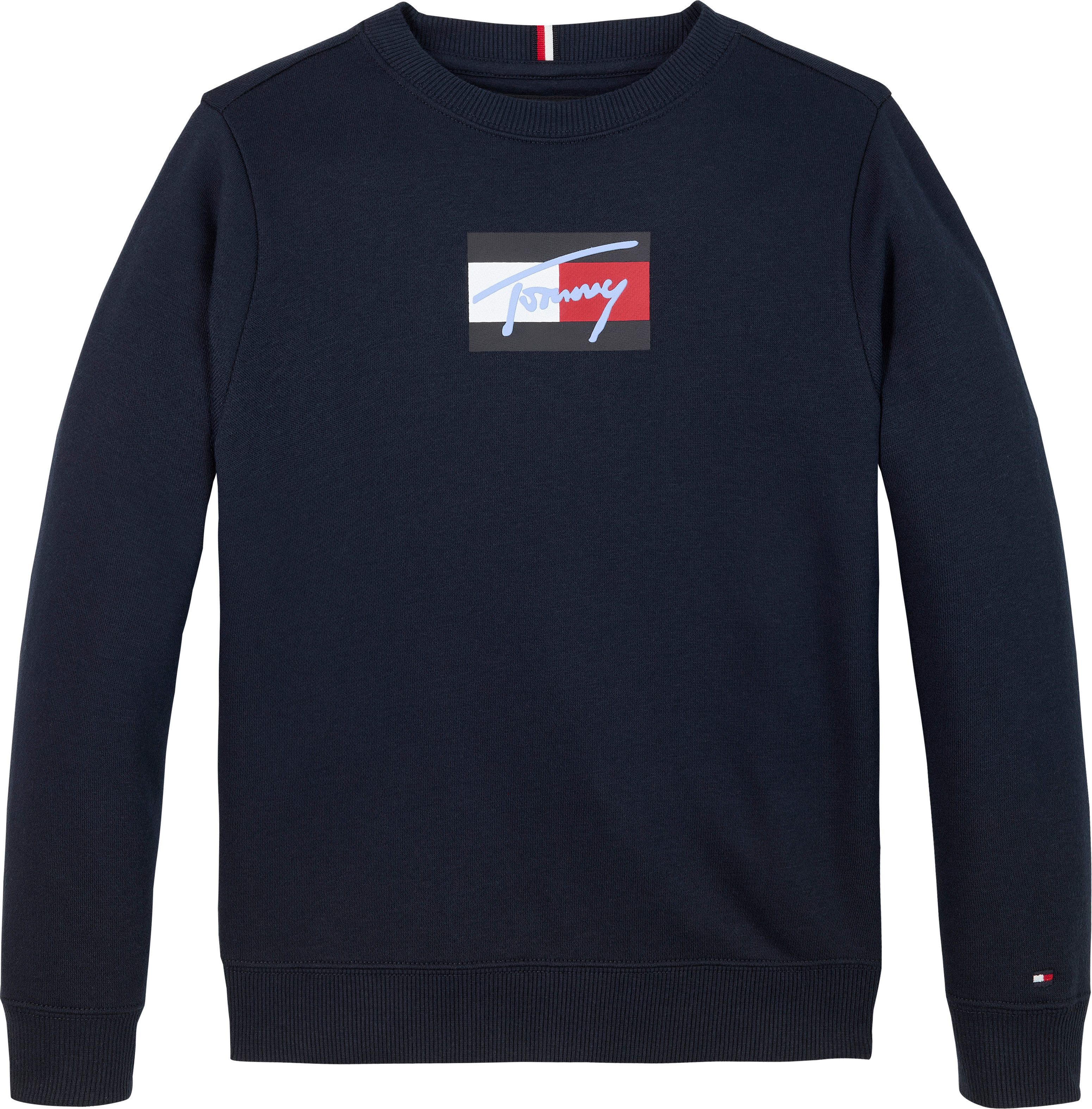 Tommy Hilfiger Sweatshirt TOMMY SCRIPT FLAG SWEATSHIRT voor kinderen tot 16 jaar, vlag-logo-print