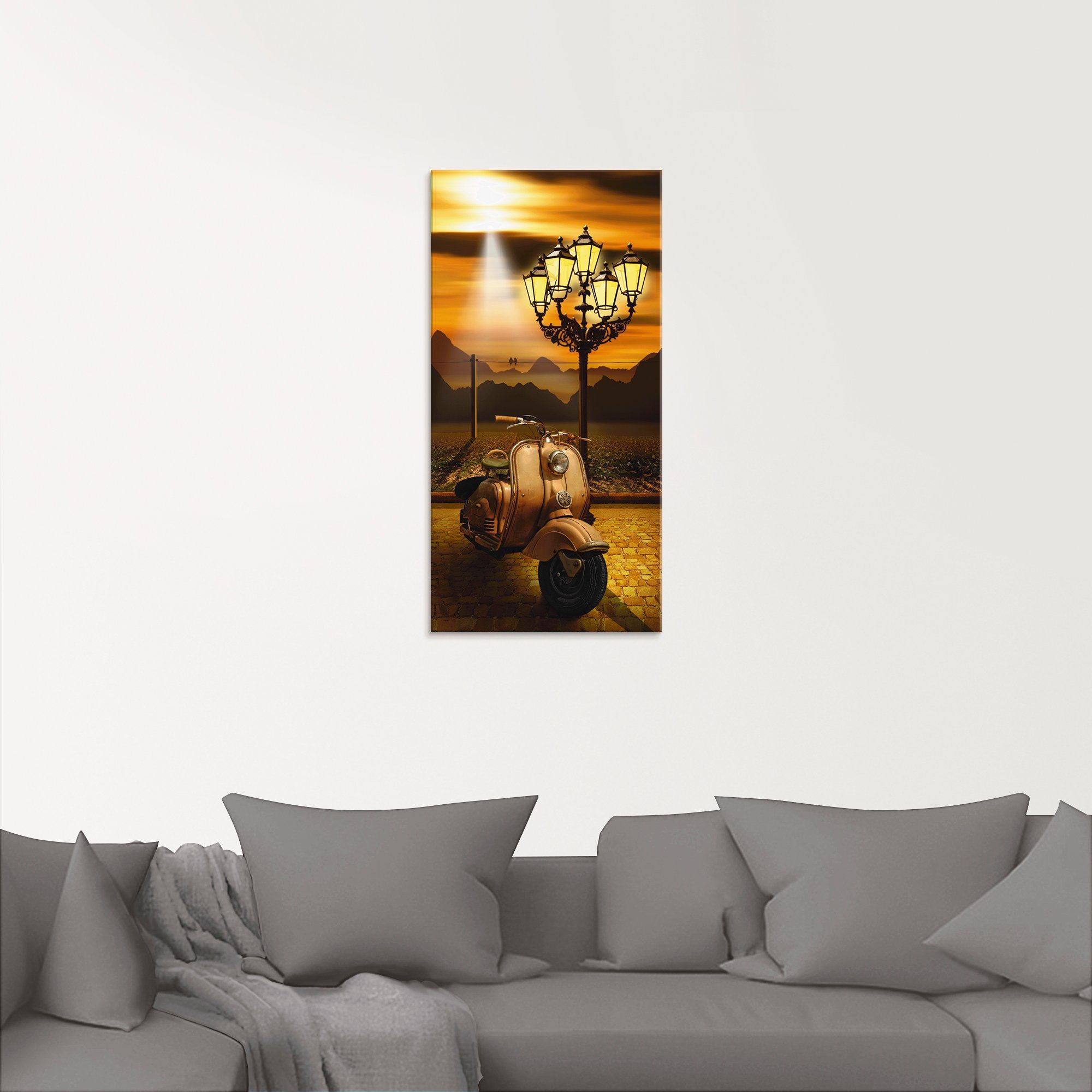 Artland Print op glas Oldtimer scooter romantisch