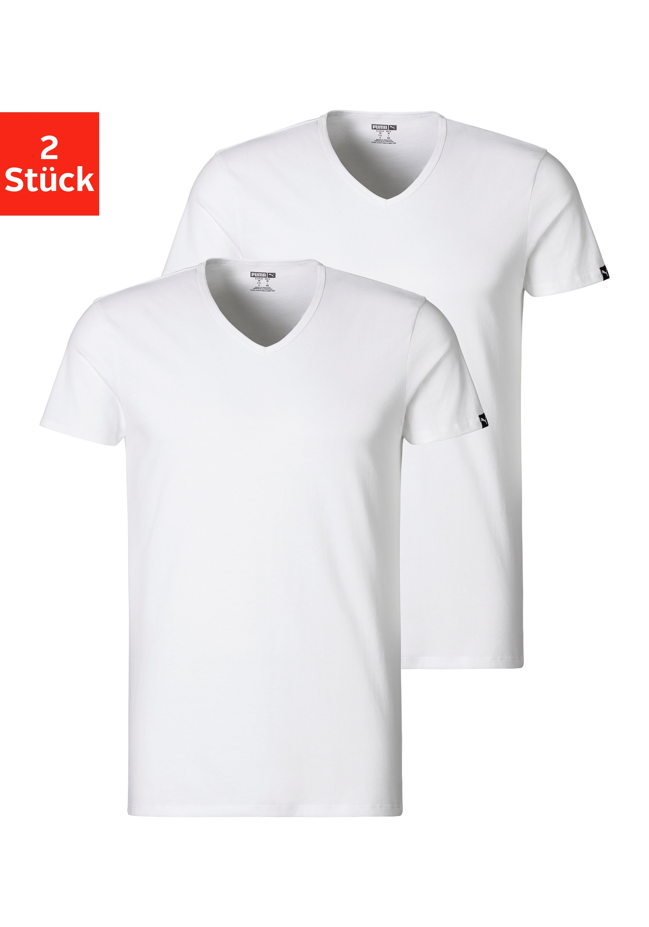 PUMA T-shirt PUMA BASIC 2P V-NECK TEE (Set van 2)