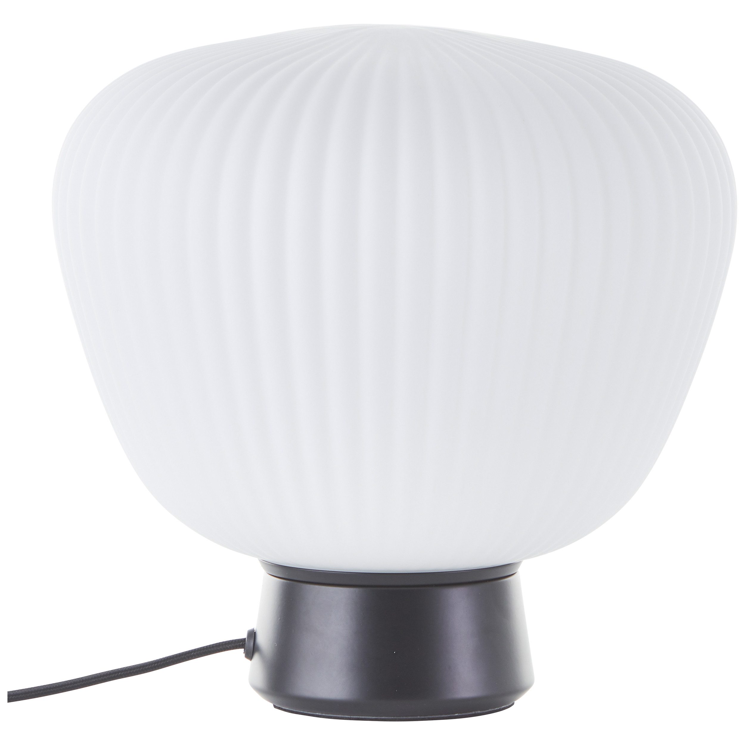 Brilliant Leuchten Tafellamp Kaizen met geribbeld opaalglas, ø 25 cm, e27, matte zwart/wit