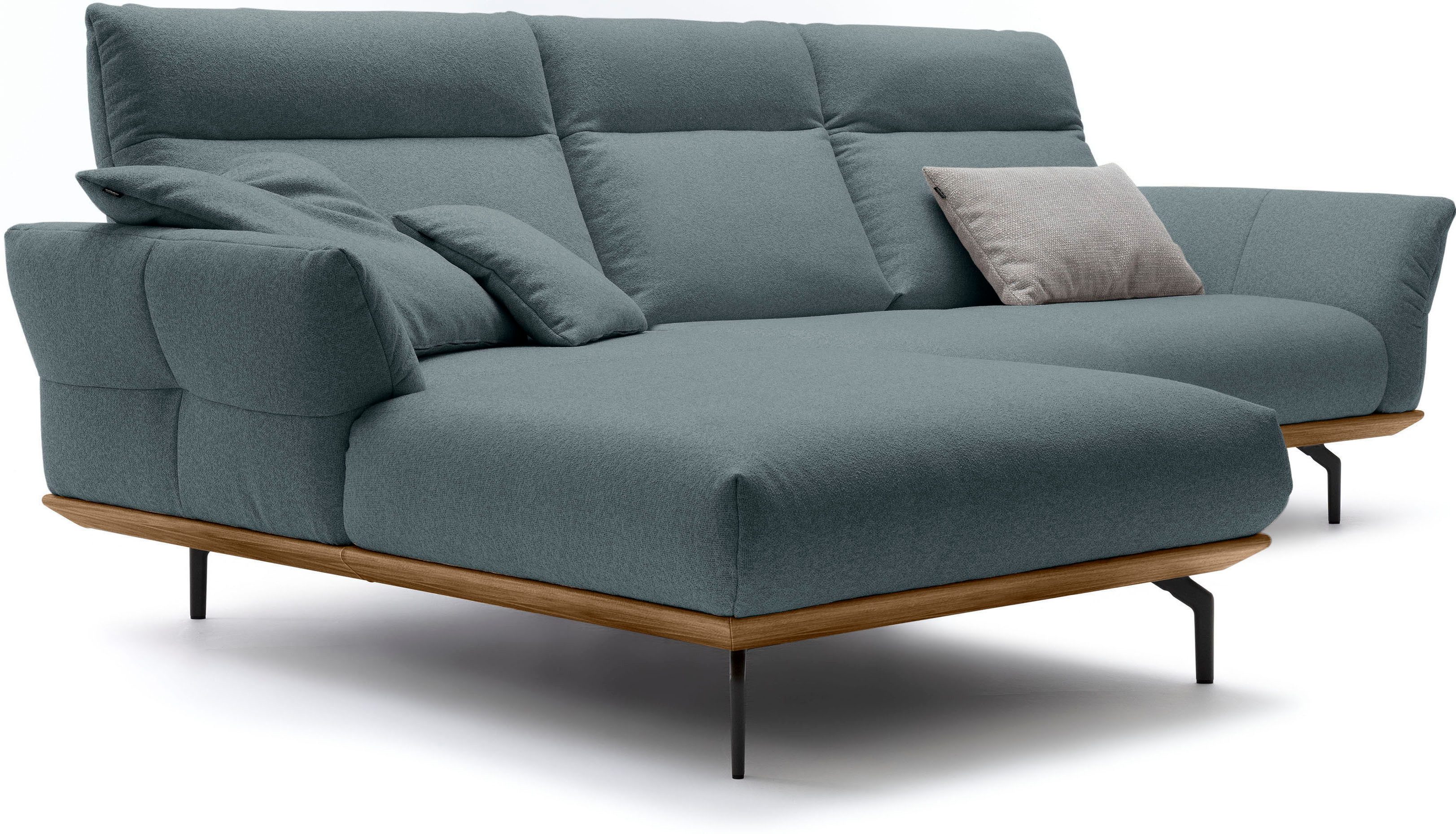 Creation BY ROLF BENZ Hoekbank CR.460 Sokkel in walnotenhout, onderstel in umbra grijs, breedte 298 cm