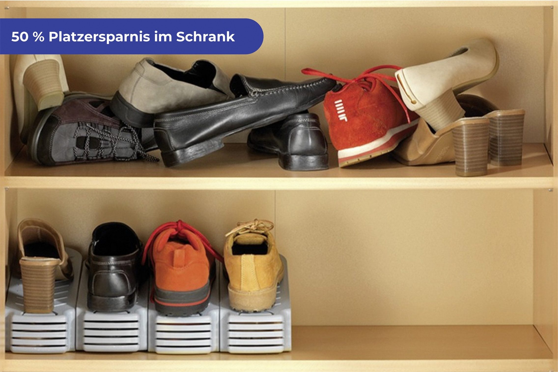 WENKO Schoenenstapelaar Set van 4 50% meer ruimte in de schoenenkast, kunststof(set, 4-delig)