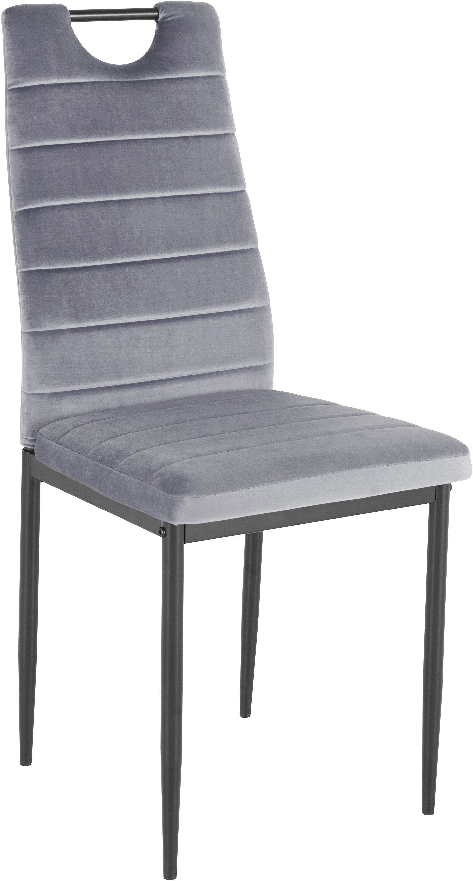 INOSIGN Eetkamerstoel (set van 2 of 4) met veloursovertrek, rugleuning met handgreep (set)