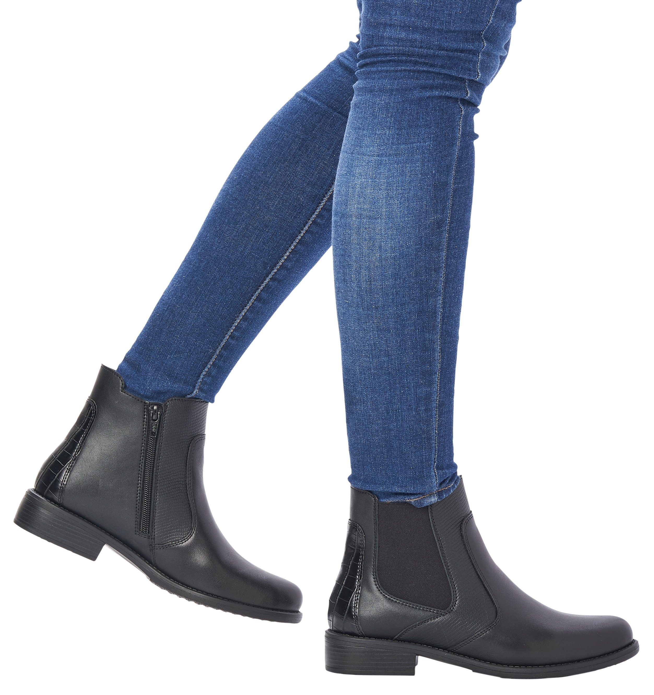 Remonte Chelsea-boots blokhak, laarsjes, business schoen, accenten in reptiel-look