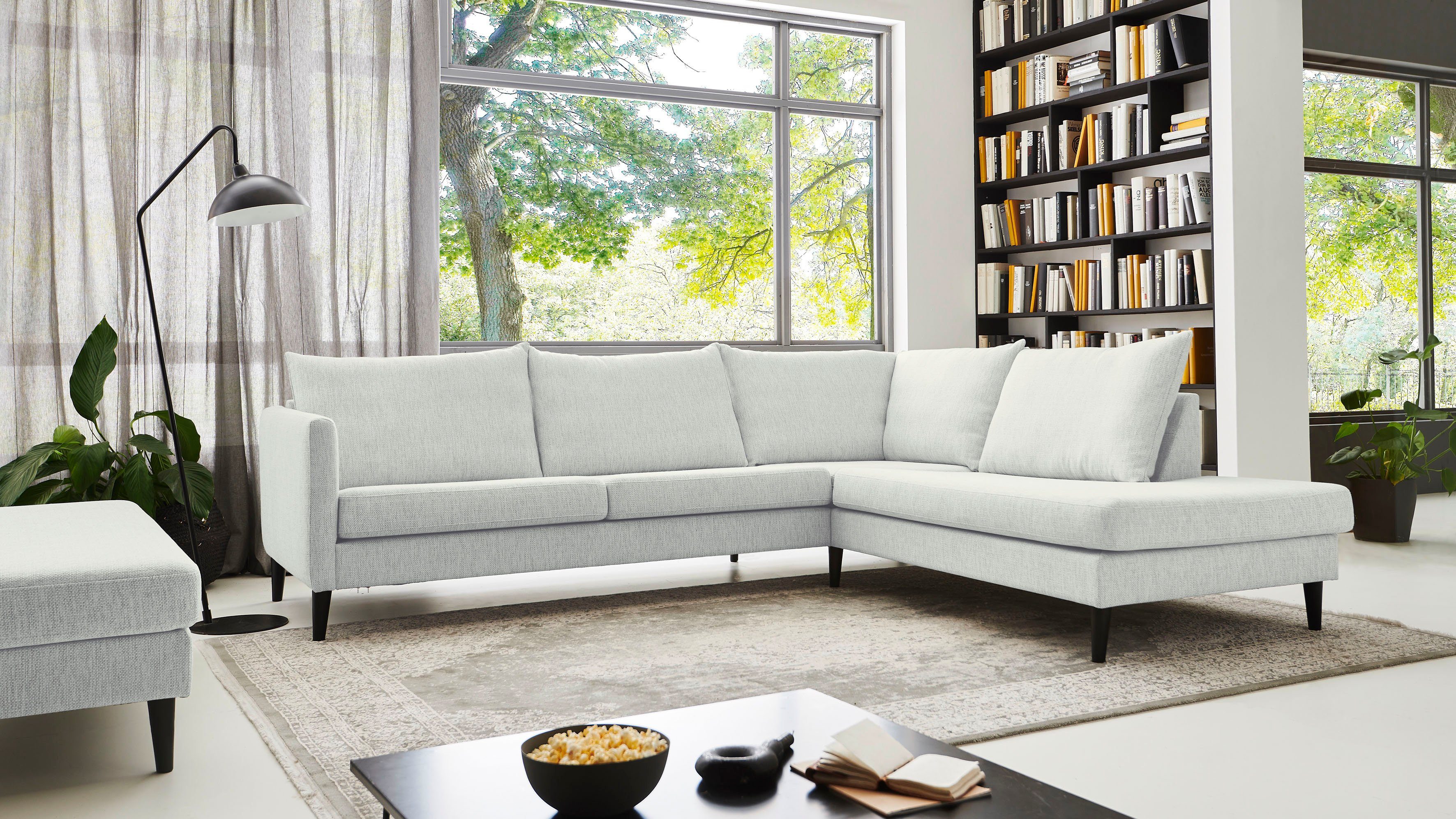 ATLANTIC home collection Hoekbank Rekvik L-vorm met golfvering, met massief houten poten