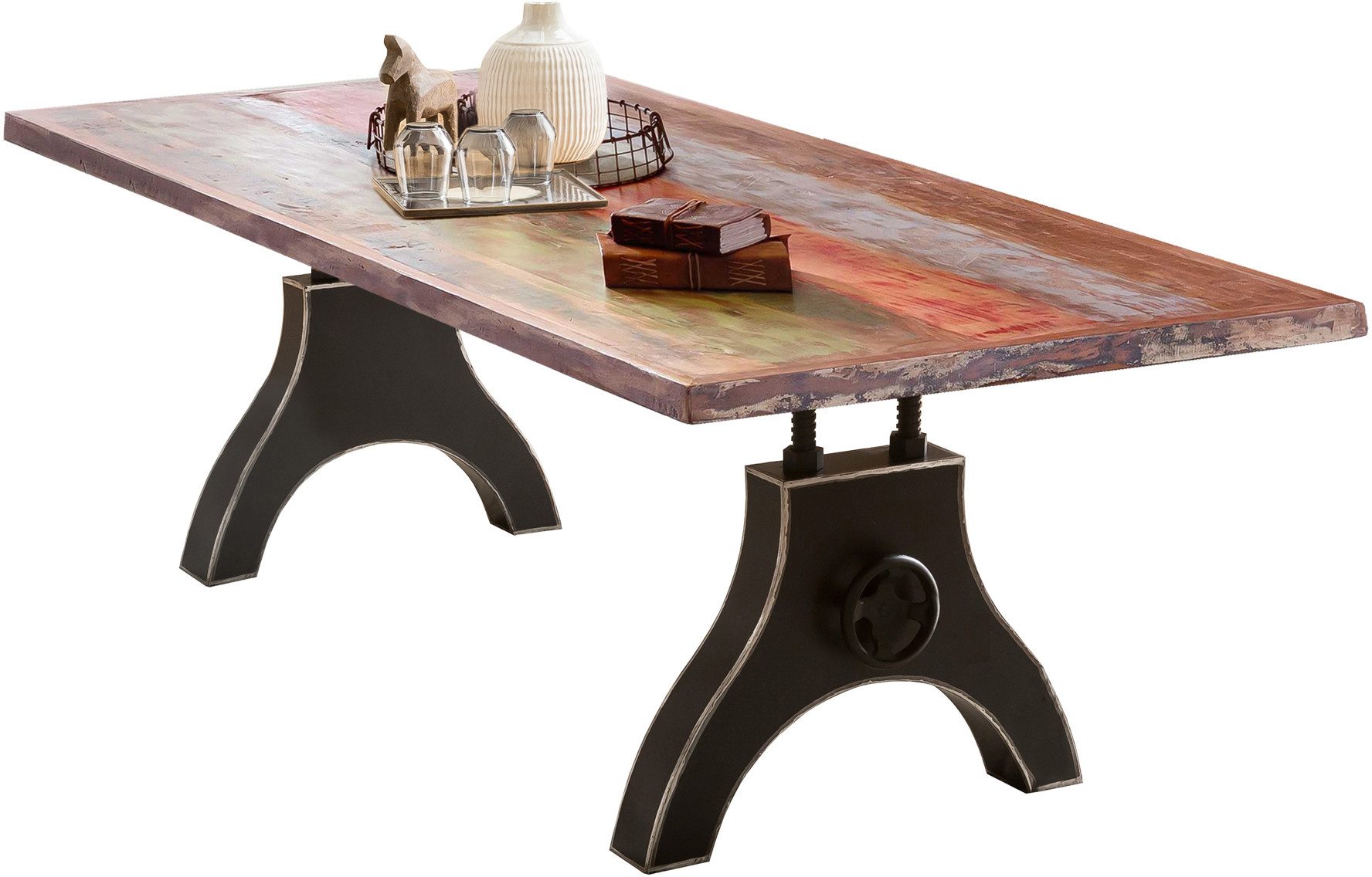 SIT Eettafel Blad van kleurrijk gelakt oud hout