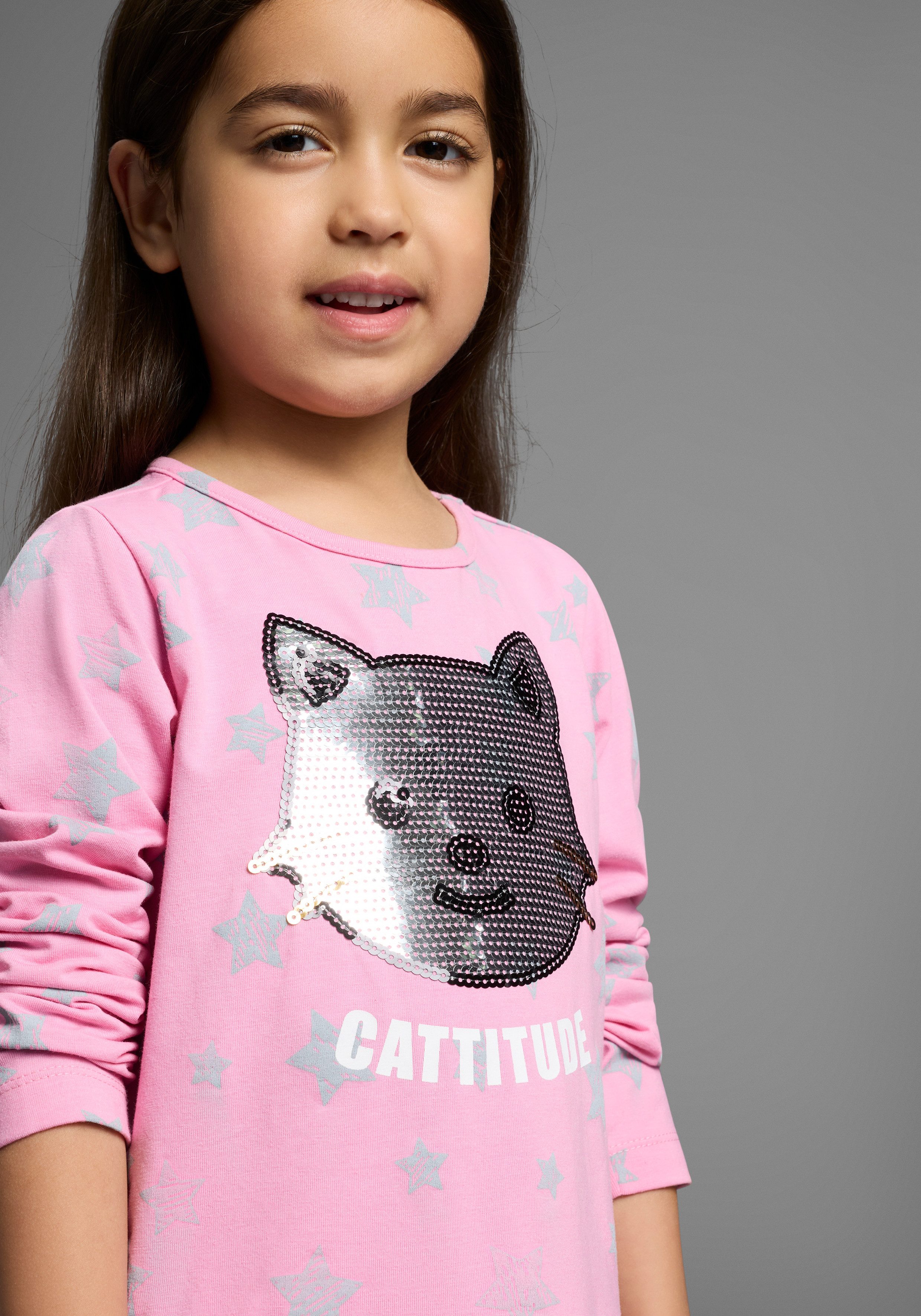 KIDSWORLD Jerseyjurk met pailletten Shirtjurk met schattige paillettenapplicatie