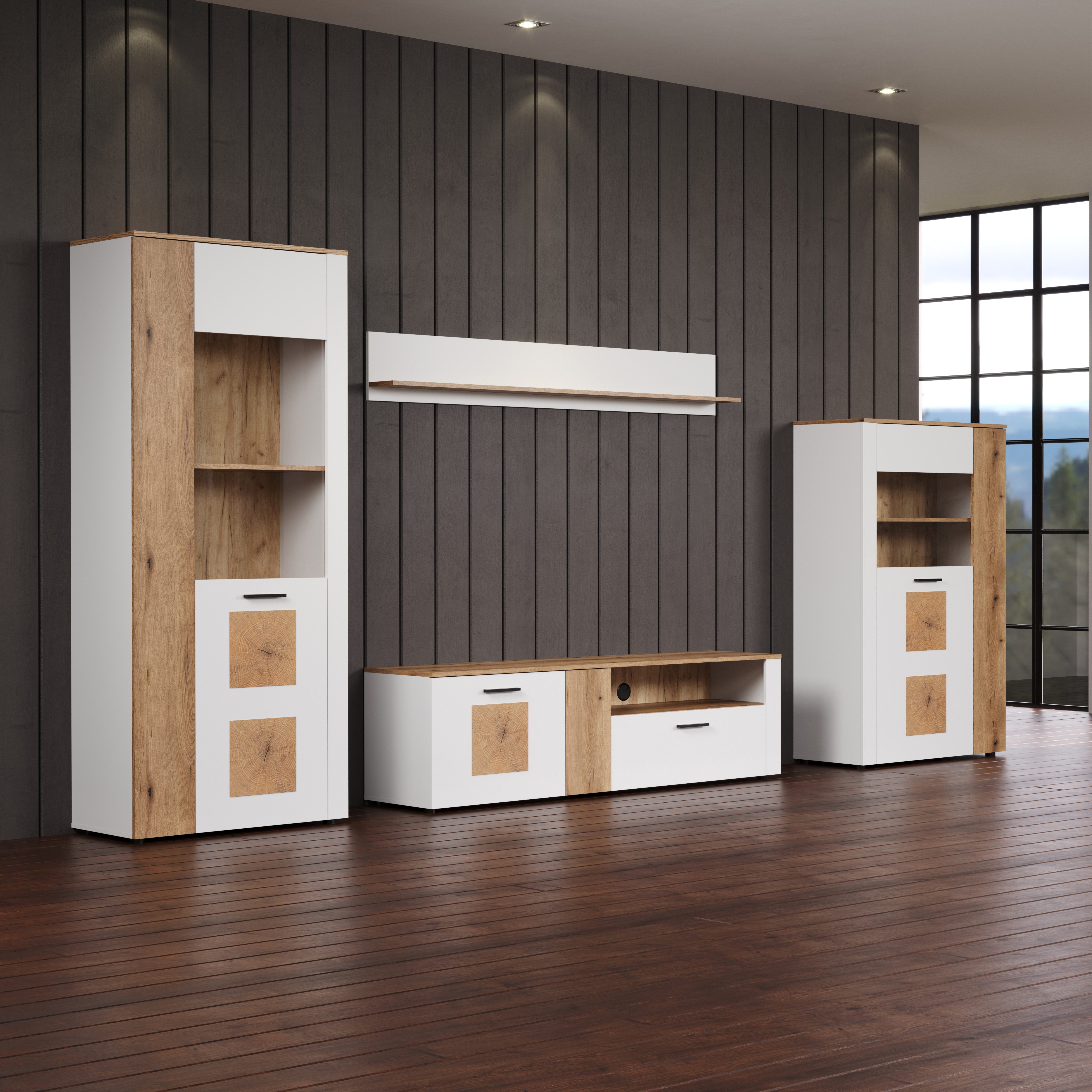 INOSIGN Wandmeubel Linz Woonkamermeubilair met eindhouttoepassingen - 360/42/195 cm (4-delig)