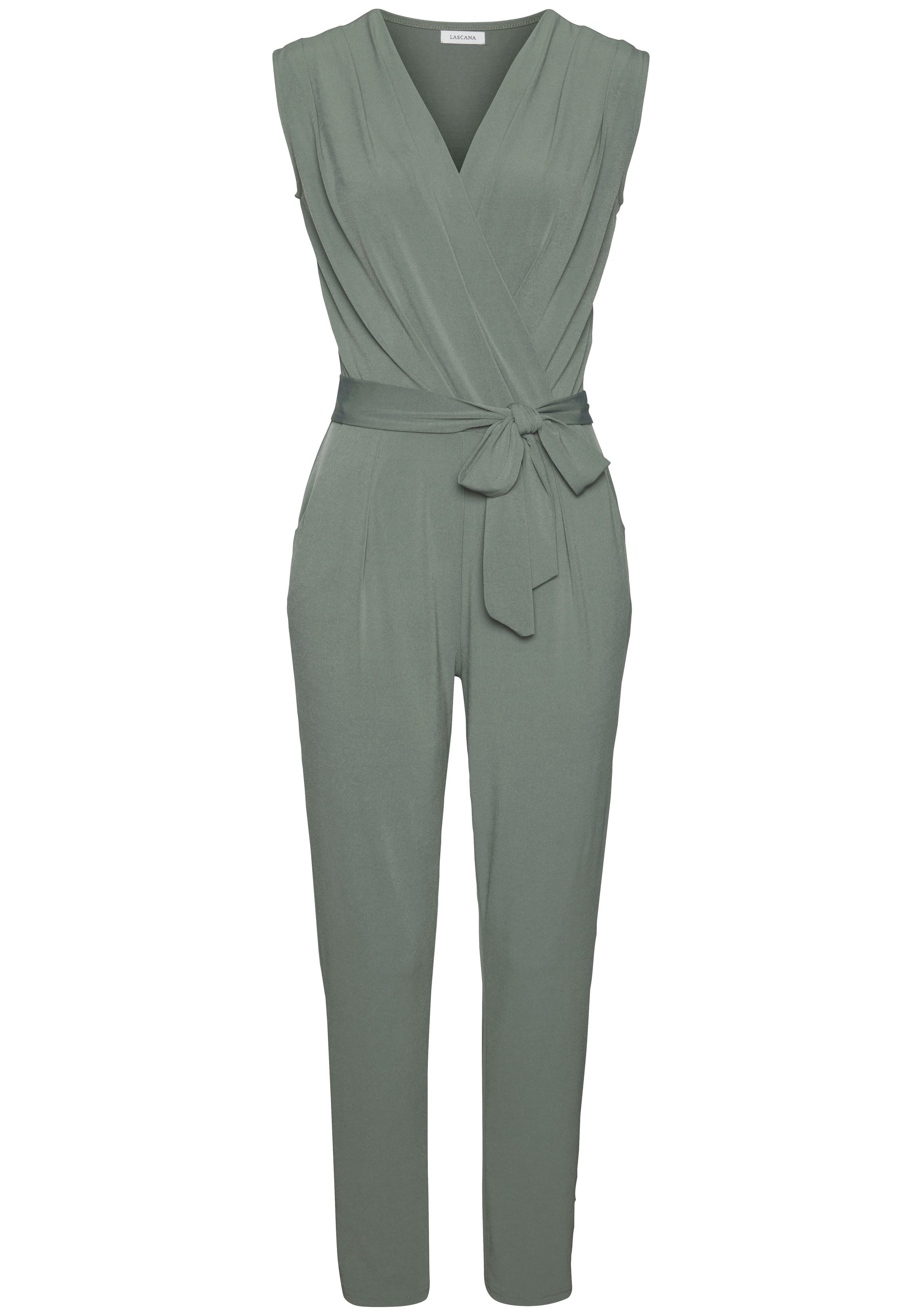 Lascana Jumpsuit van kreukvrije stof elegante jumpsuit in wikkeloptiek strijkvrij (Met een bindceintuur)