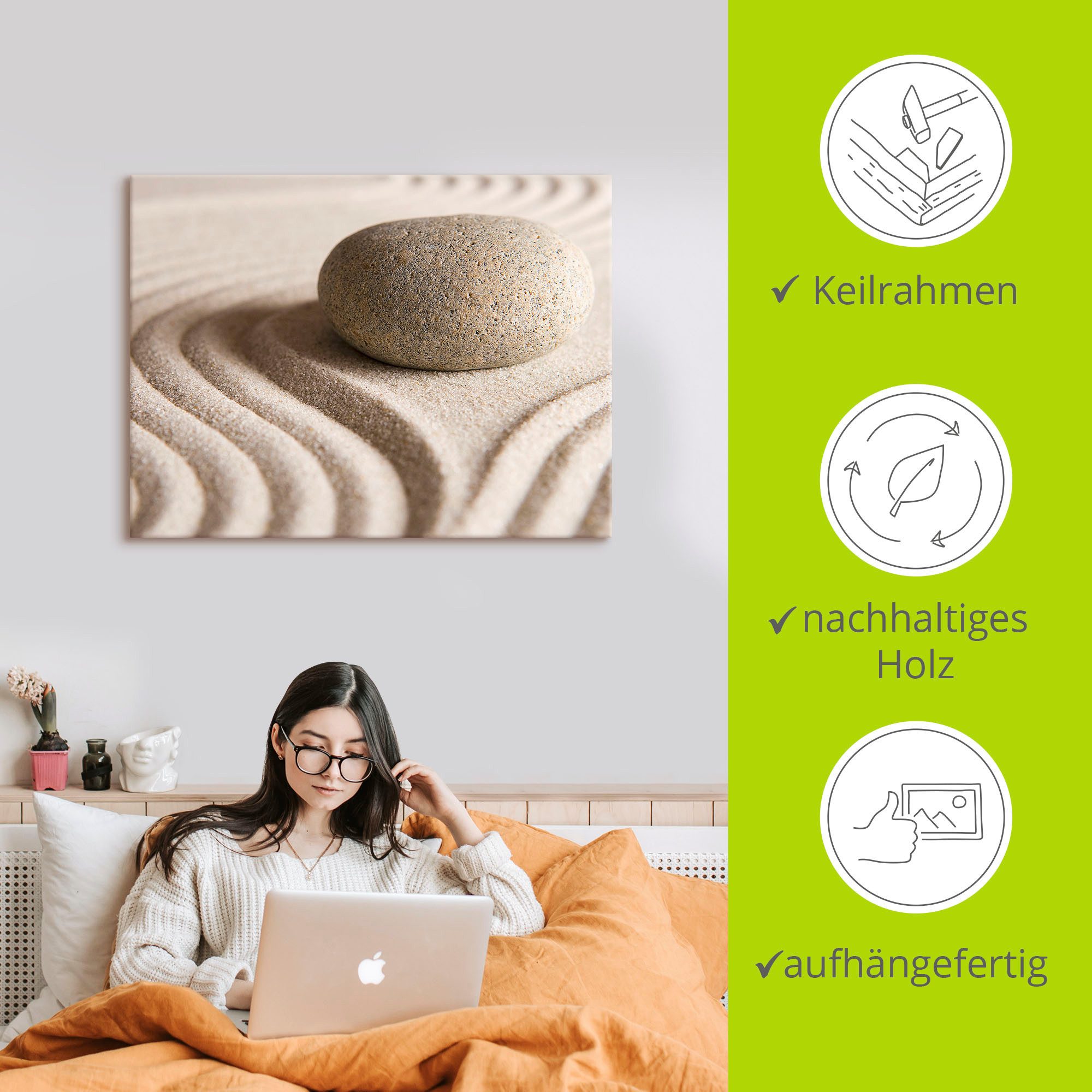 Artland Artprint Zen steen als artprint op linnen, poster in verschillende formaten maten