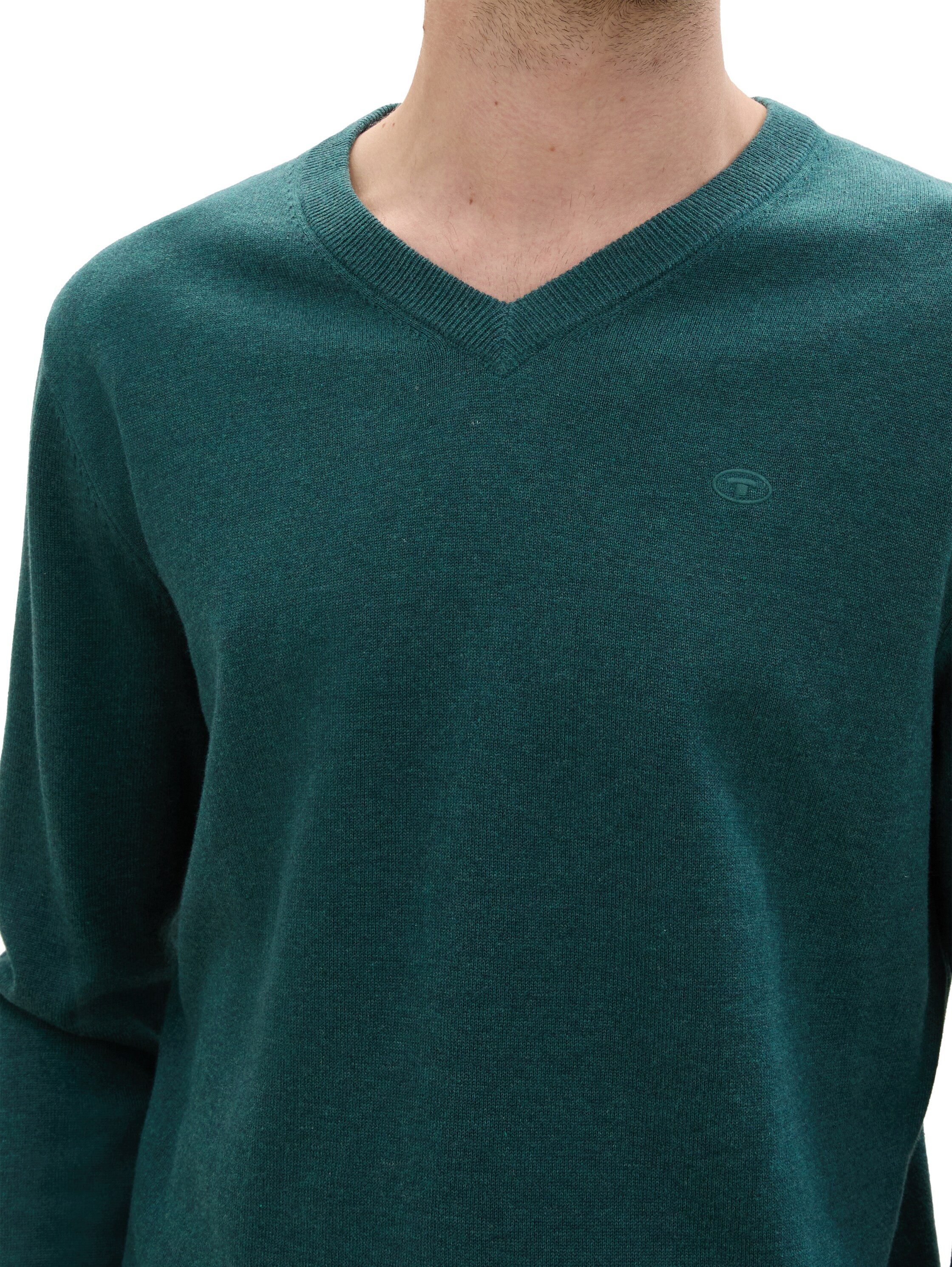 Tom Tailor Trui met V-hals met klein logoborduursel