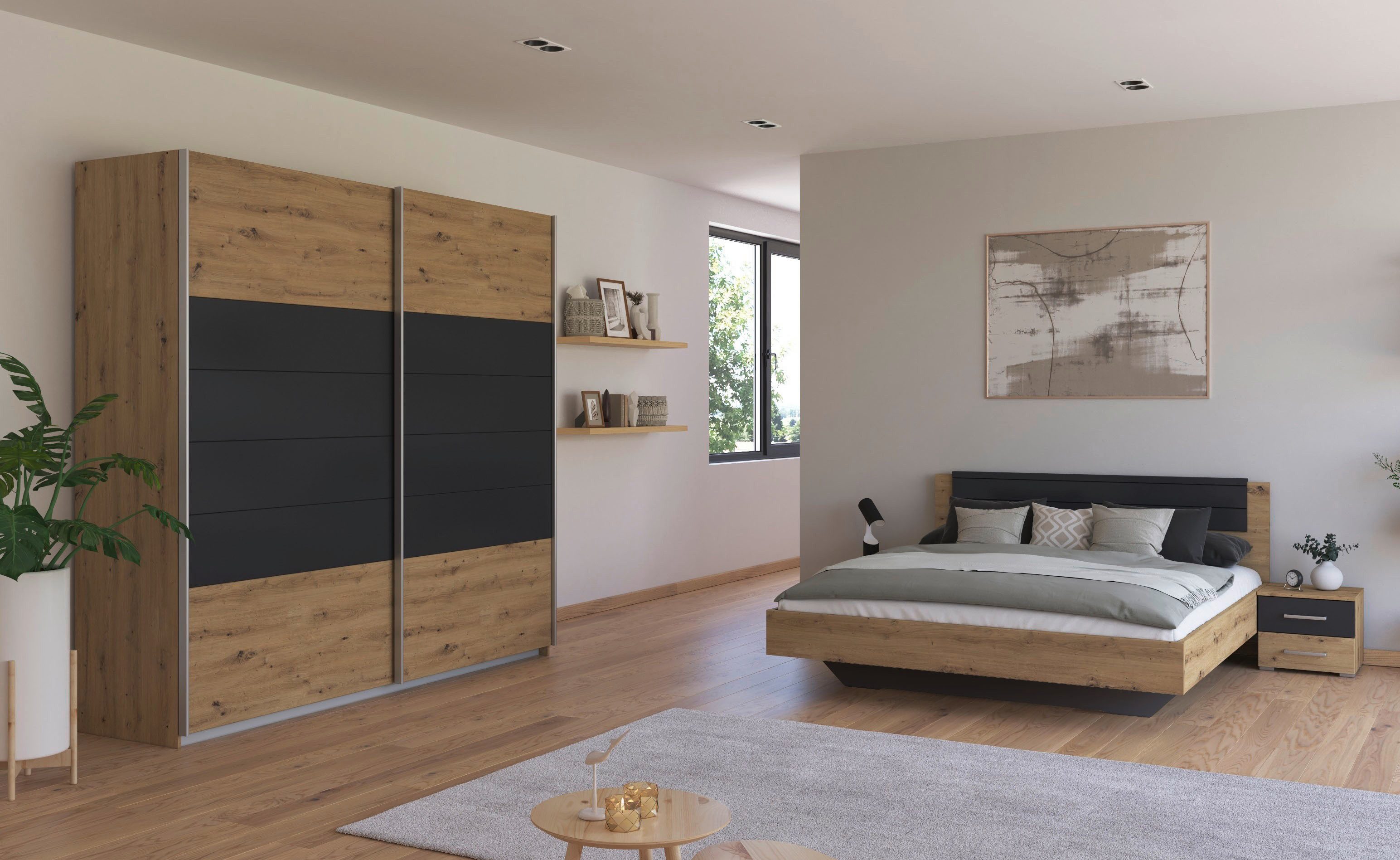 rauch Slaapkamerserie Compleet slaapkamer BARCELONA met kast breedte 226 cm(set, 4-delig)