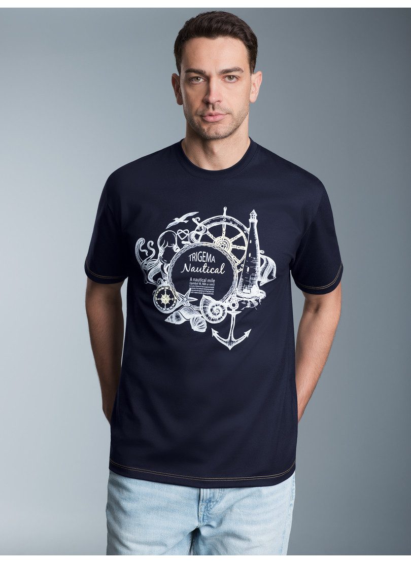 Trigema T-shirt TRIGEMA T-shirt met maritiem printmotief (1-delig)