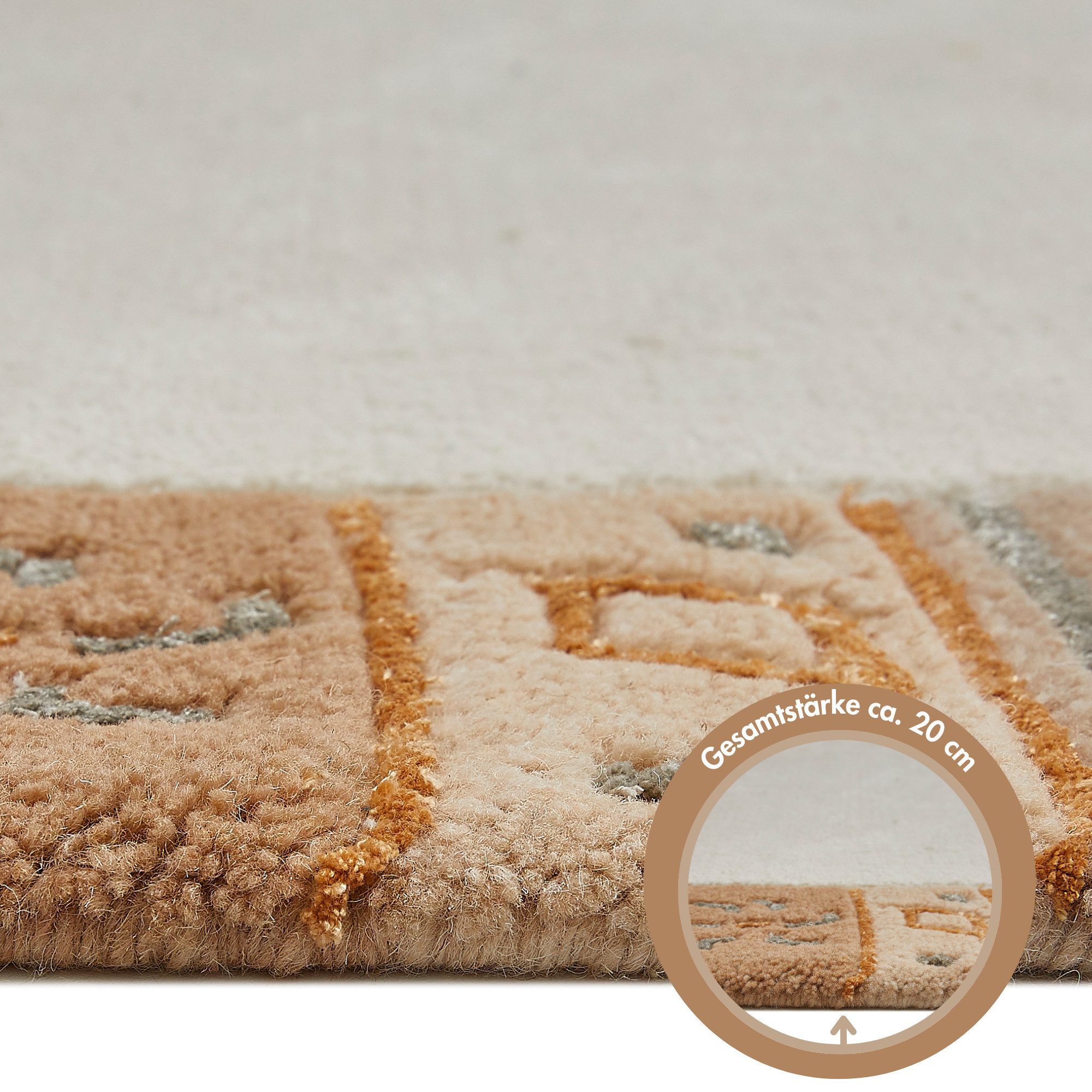 LUXOR living Wollen kleed India zuivere wol, met de hand geknoopt, met randdessin, ook als loper