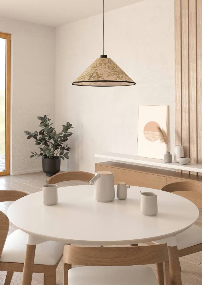 EGLO Hanglamp OXPARK Hanglamp, eetkamerlamp, textiel, bamboe bladeren, hanglamp (1 stuk)