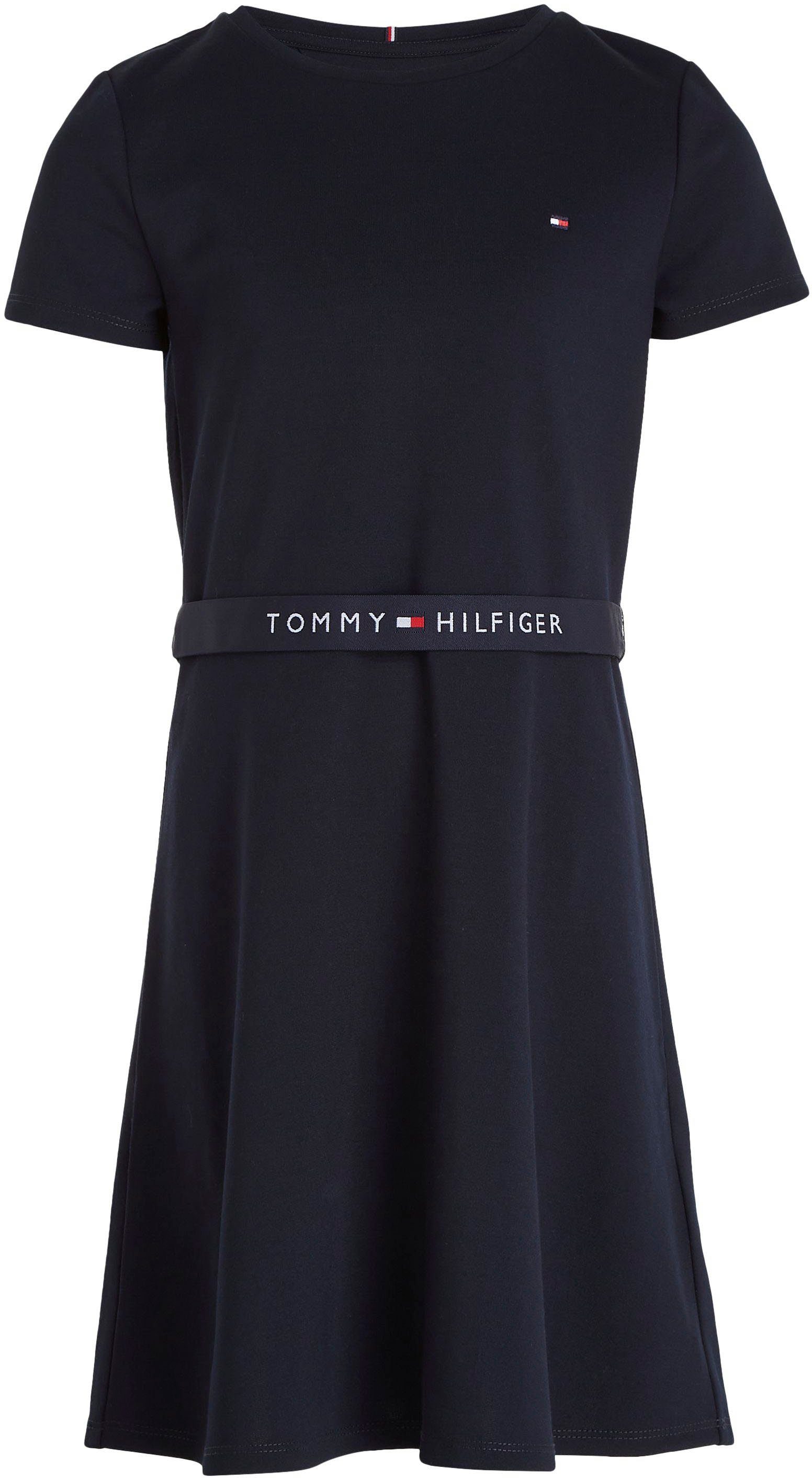 Tommy Hilfiger Jerseyjurk ESSENTIAL SKATER DRESS met merklabel op de tailleband