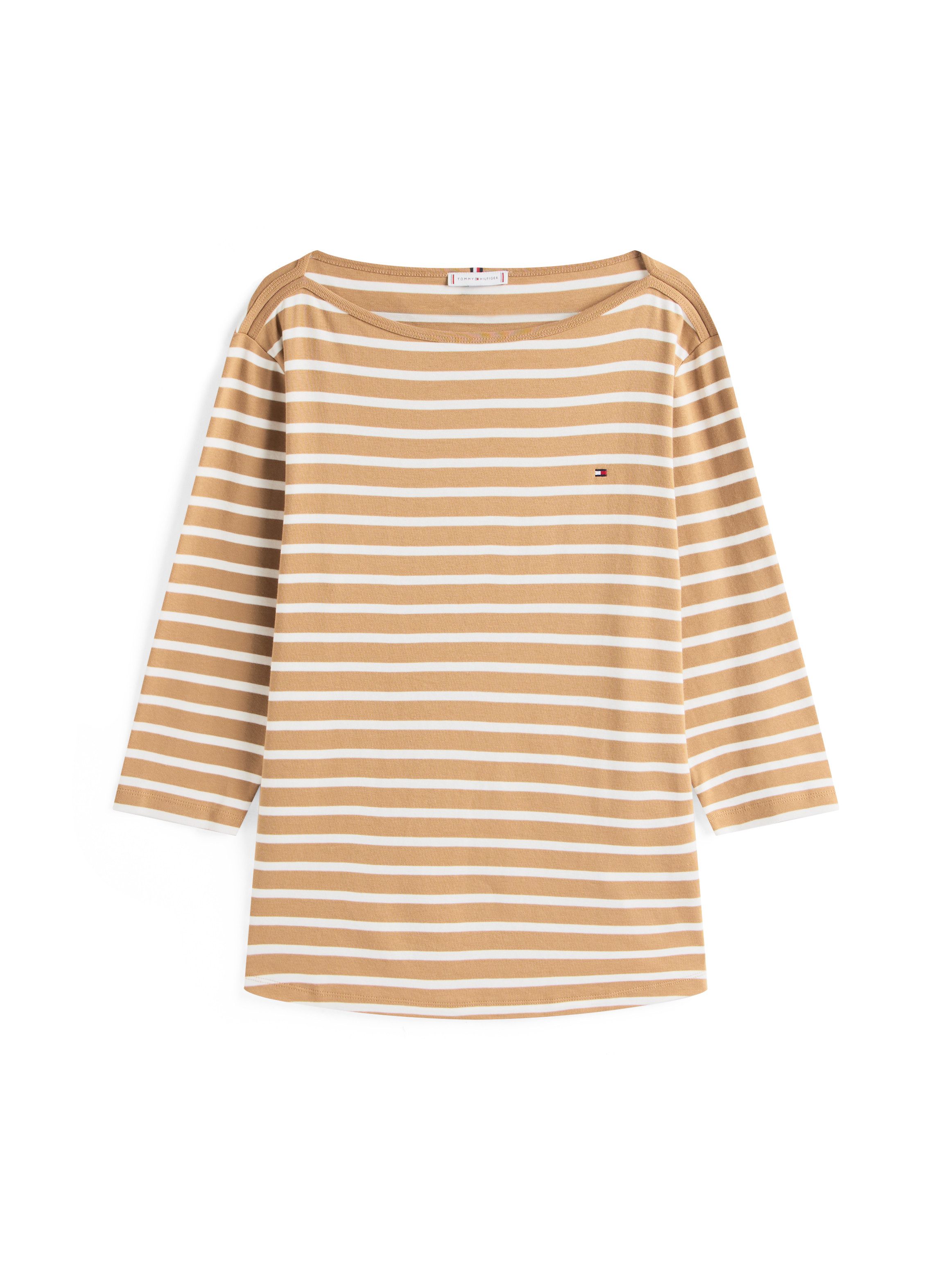 Tommy Hilfiger Curve T-shirt CRV SLIM CODY BOAT-NK 3/4SLV in grote maten, 3/4 mouwen, logoborduring