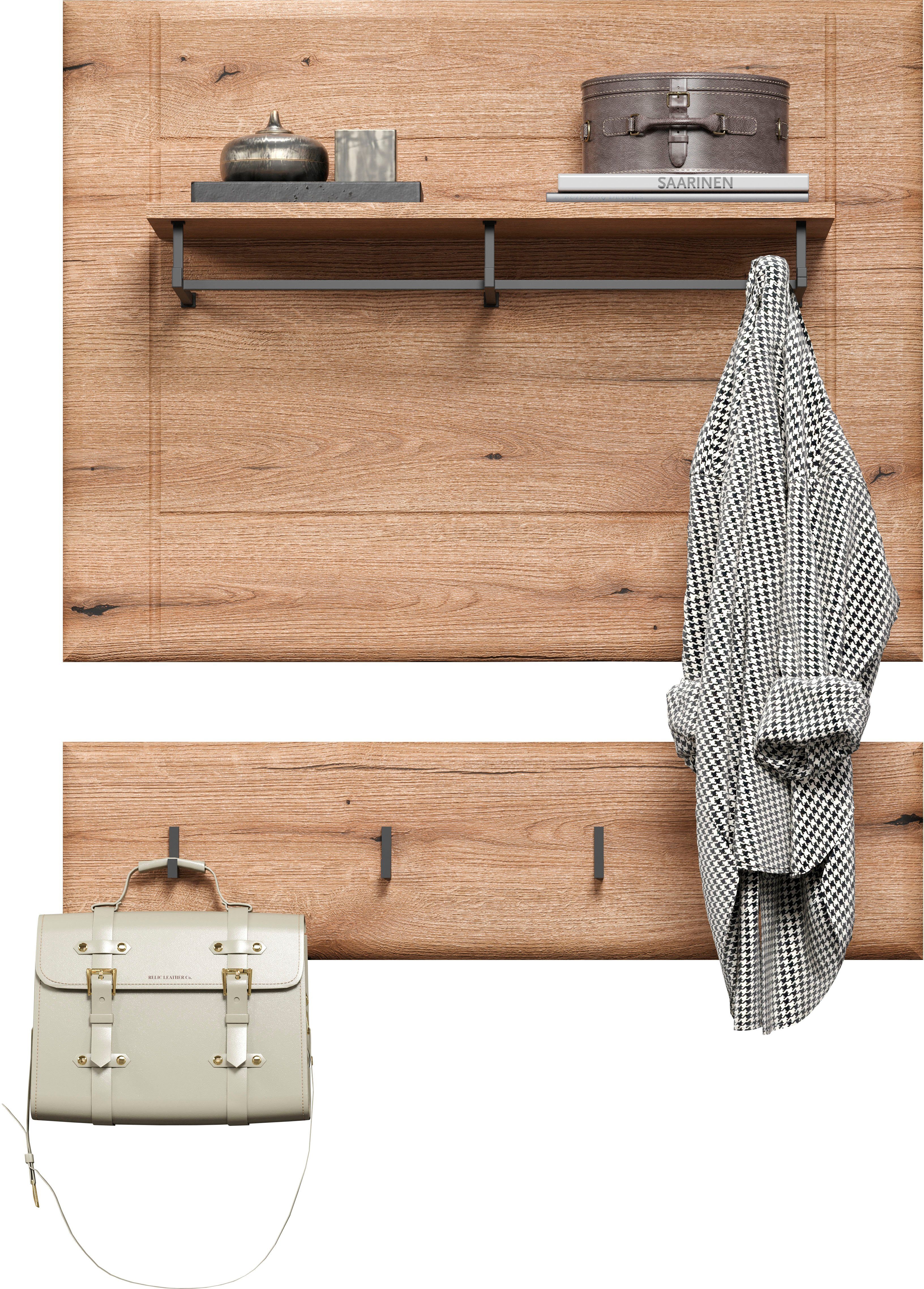 INOSIGN Wandrek Graz Afmetingen (B/H/D in cm): (91/70/26) - kleur: wit hoogglans en eik (1 stuk)
