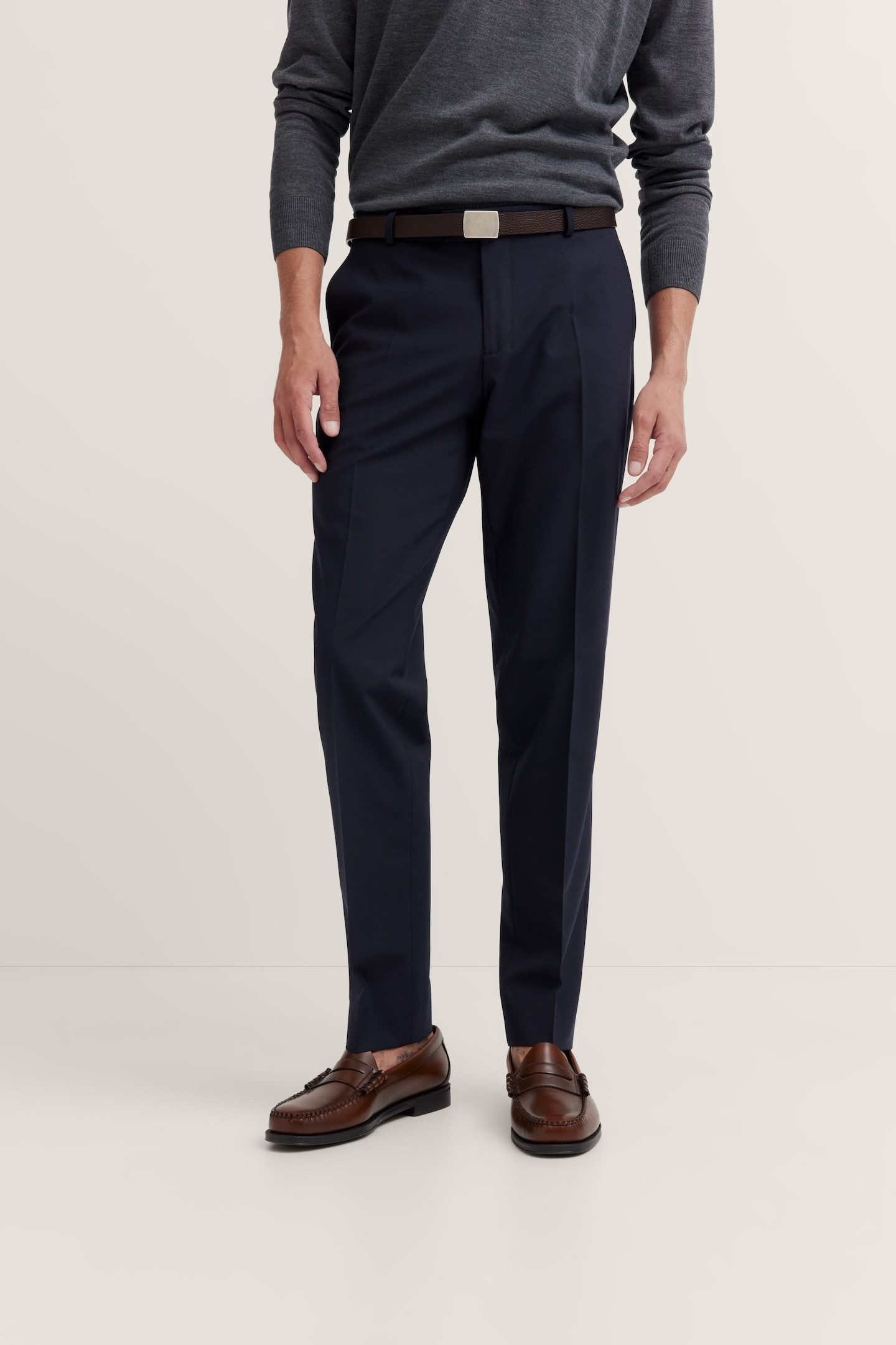 Bugatti Pantalon met persvouw en fijne structuur heren pantalons maat 58 blauw