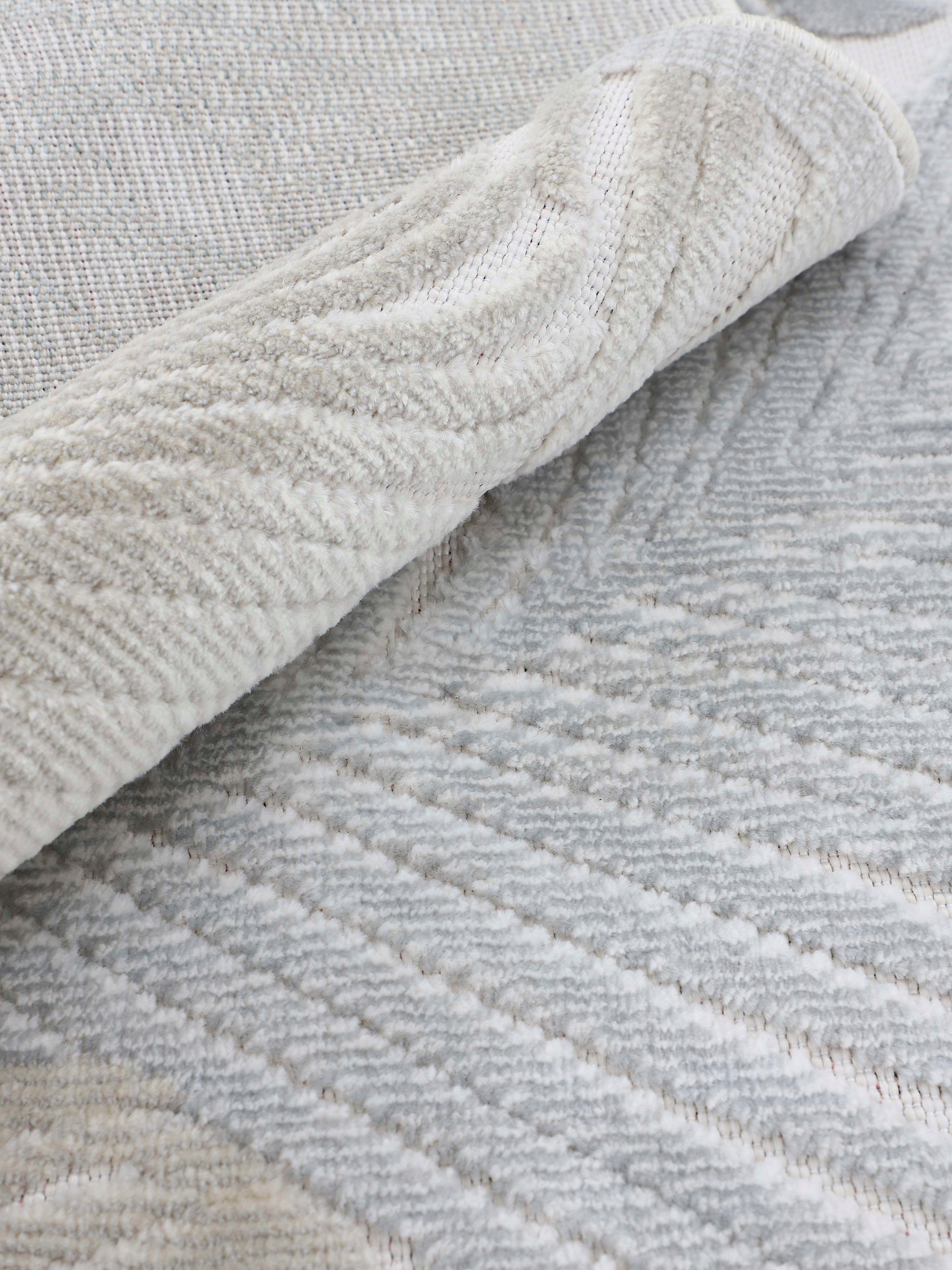 carpetfine Vloerkleed Deja 104 robust vlakweefsel, motief - florale palmbladeren, hoog-laag effect